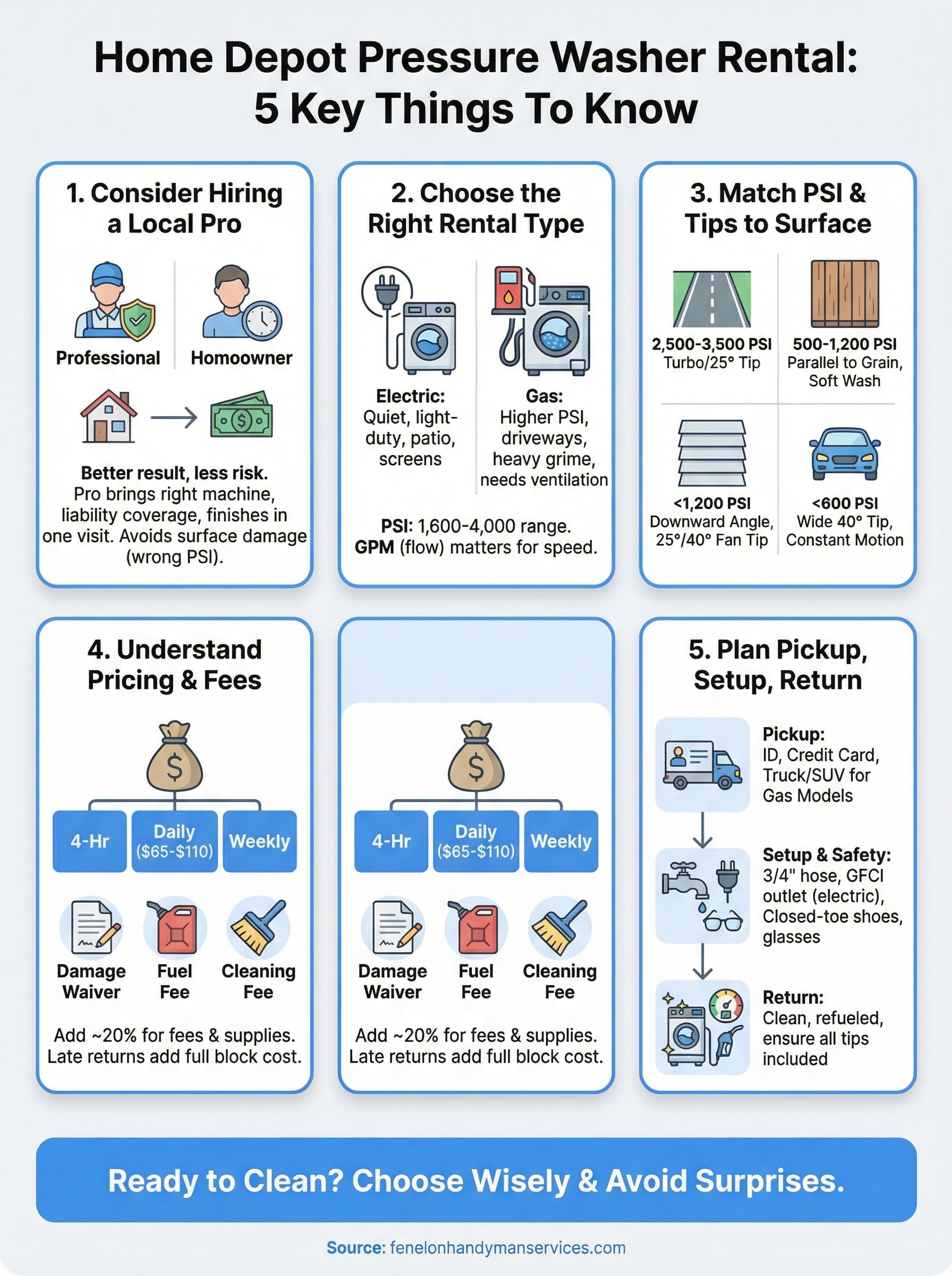 home depot pressure washer rental infographic