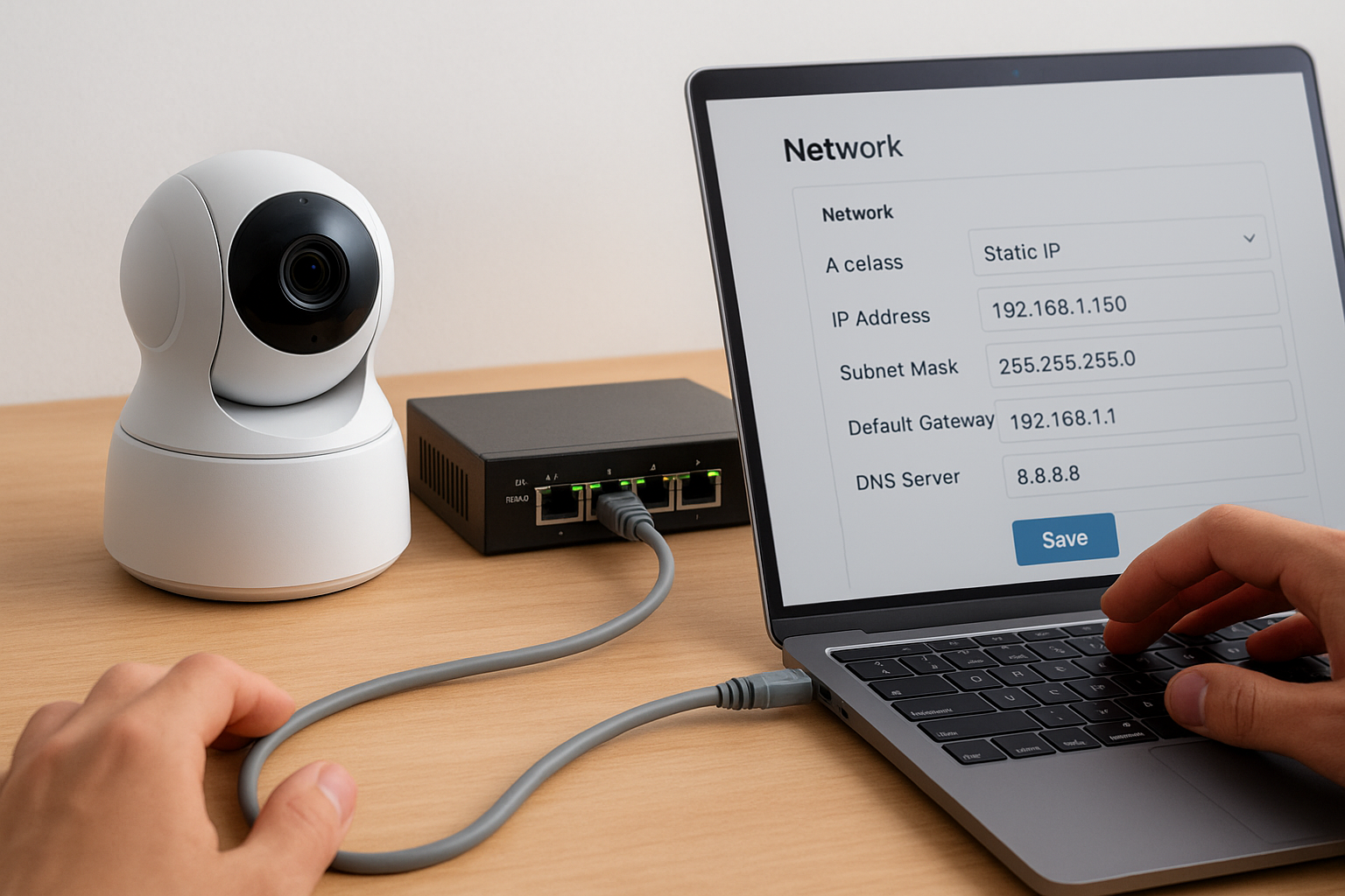 Assign a static IP and confirm connectivity