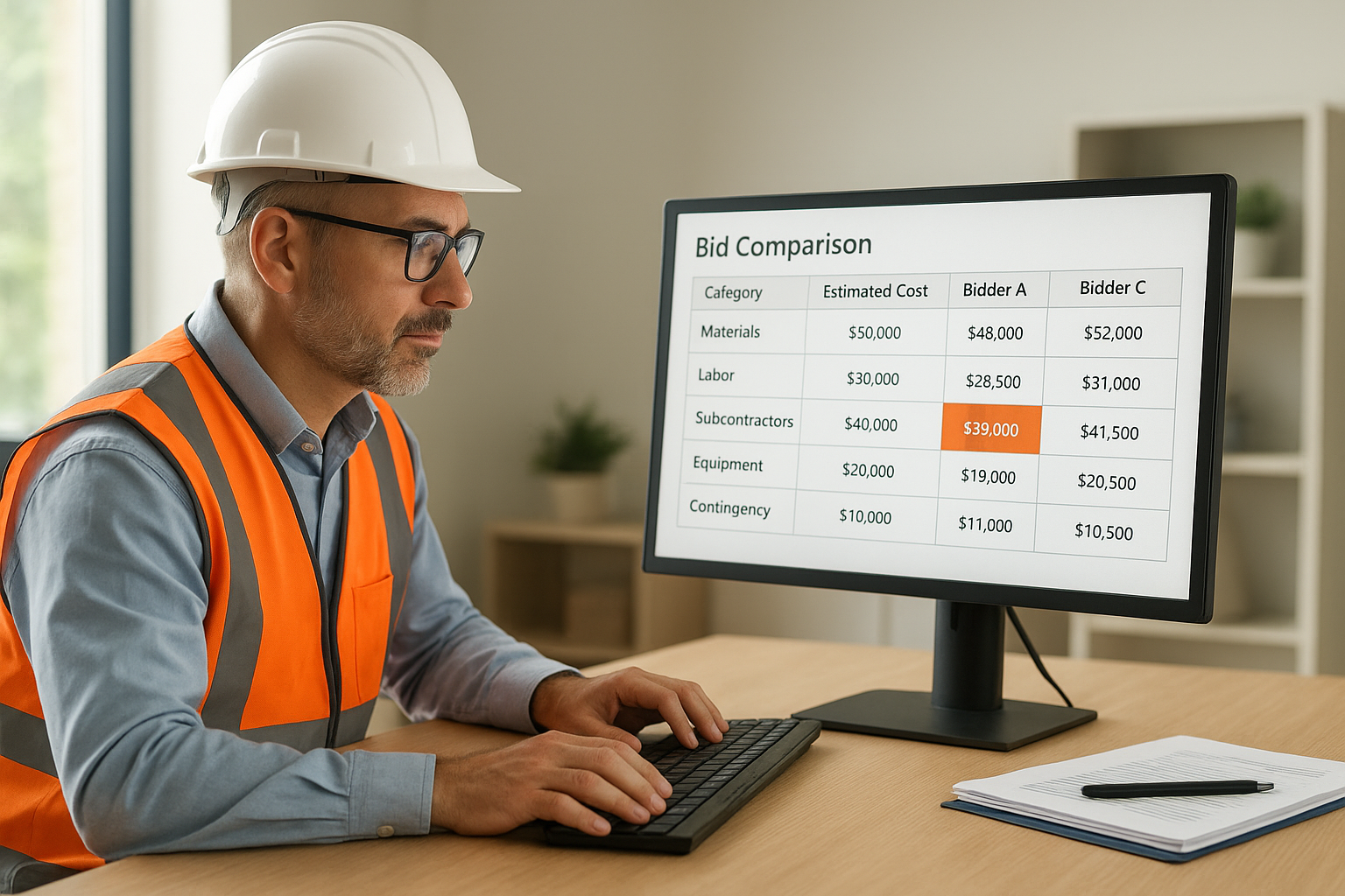 Estimating, cost, and bid comparison capabilities