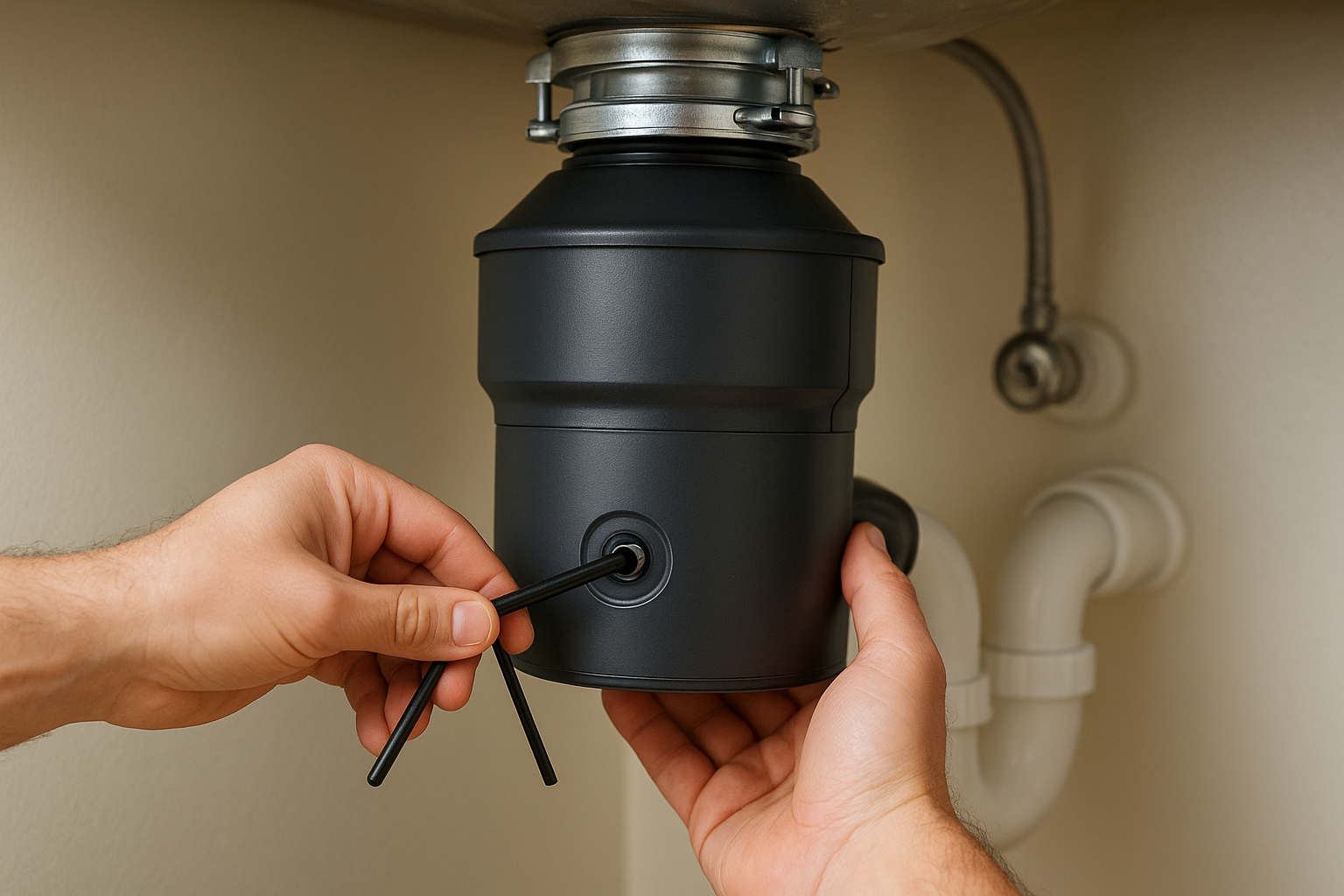 Unjam the disposal with an Allen wrench