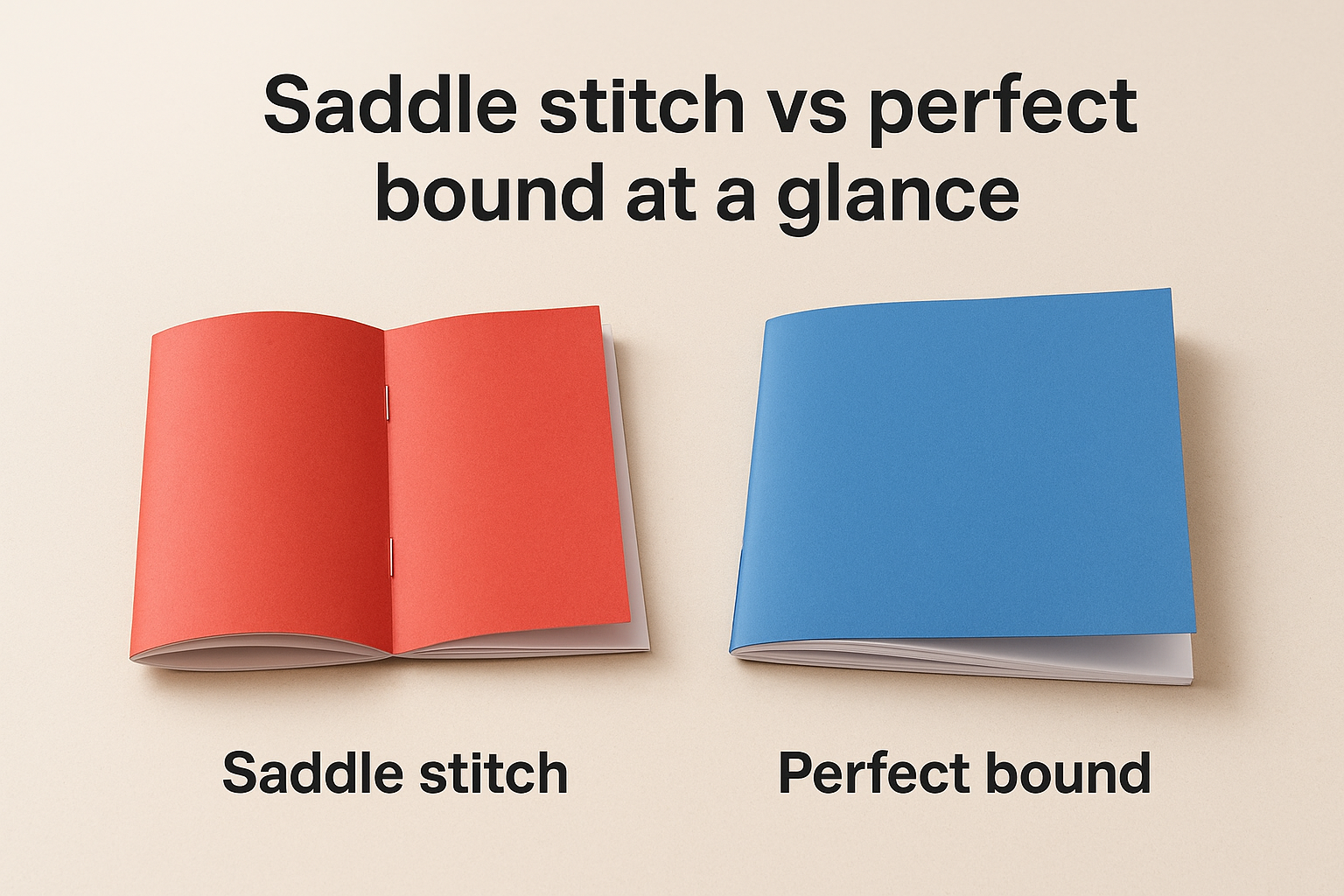 Saddle stitch vs perfect bound at a glance