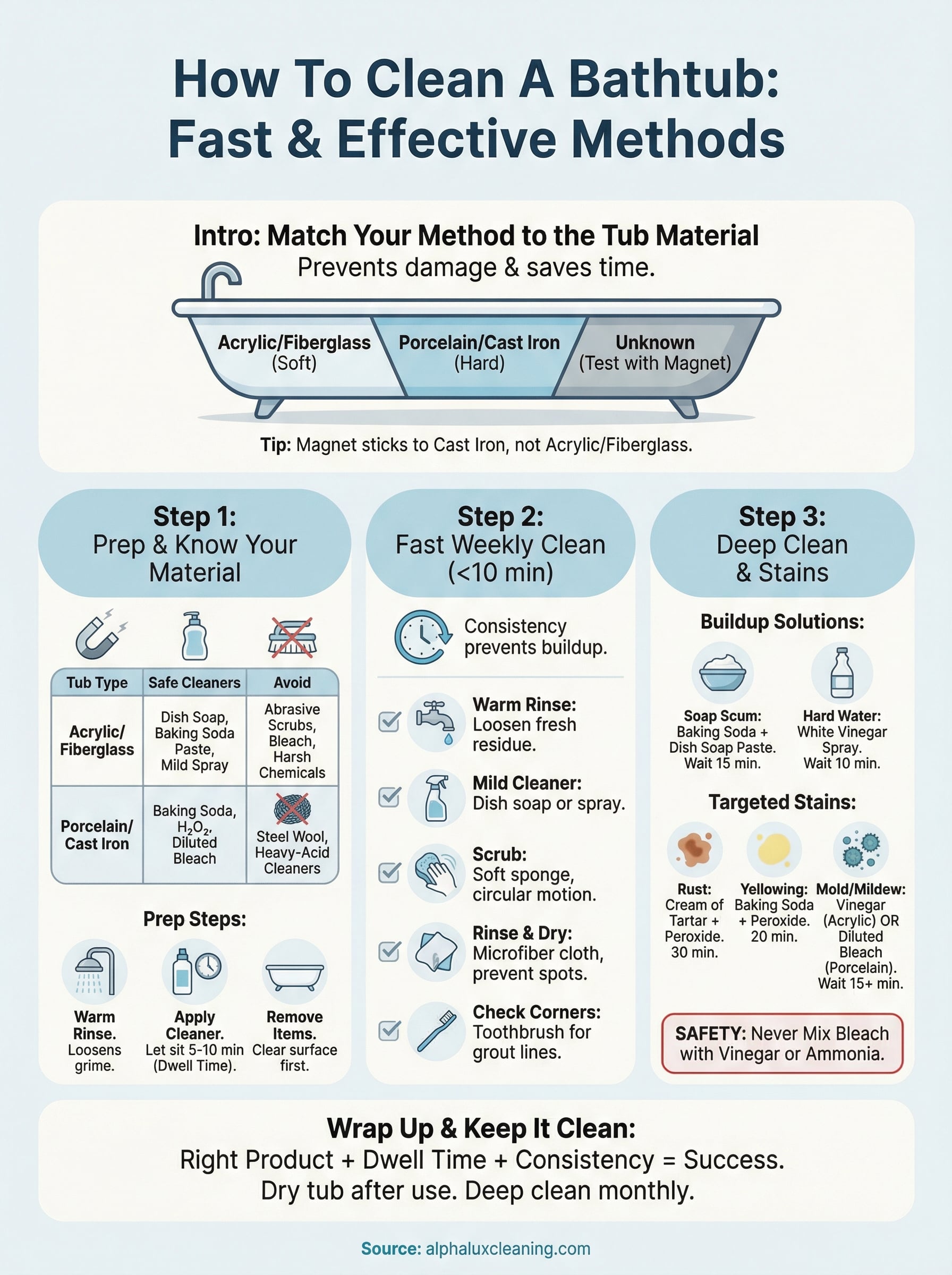 how to clean a bathtub infographic