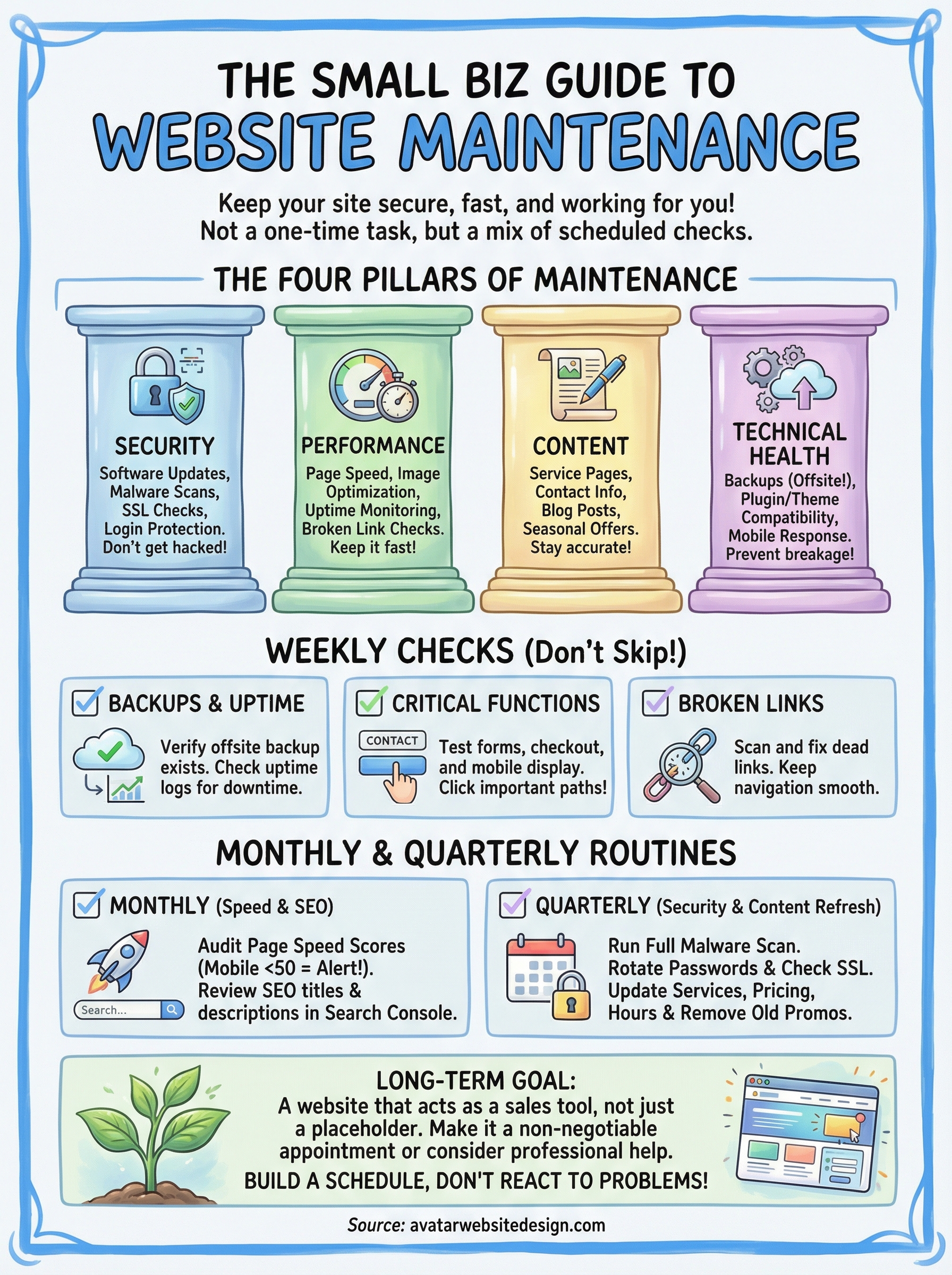 how to maintain a website infographic