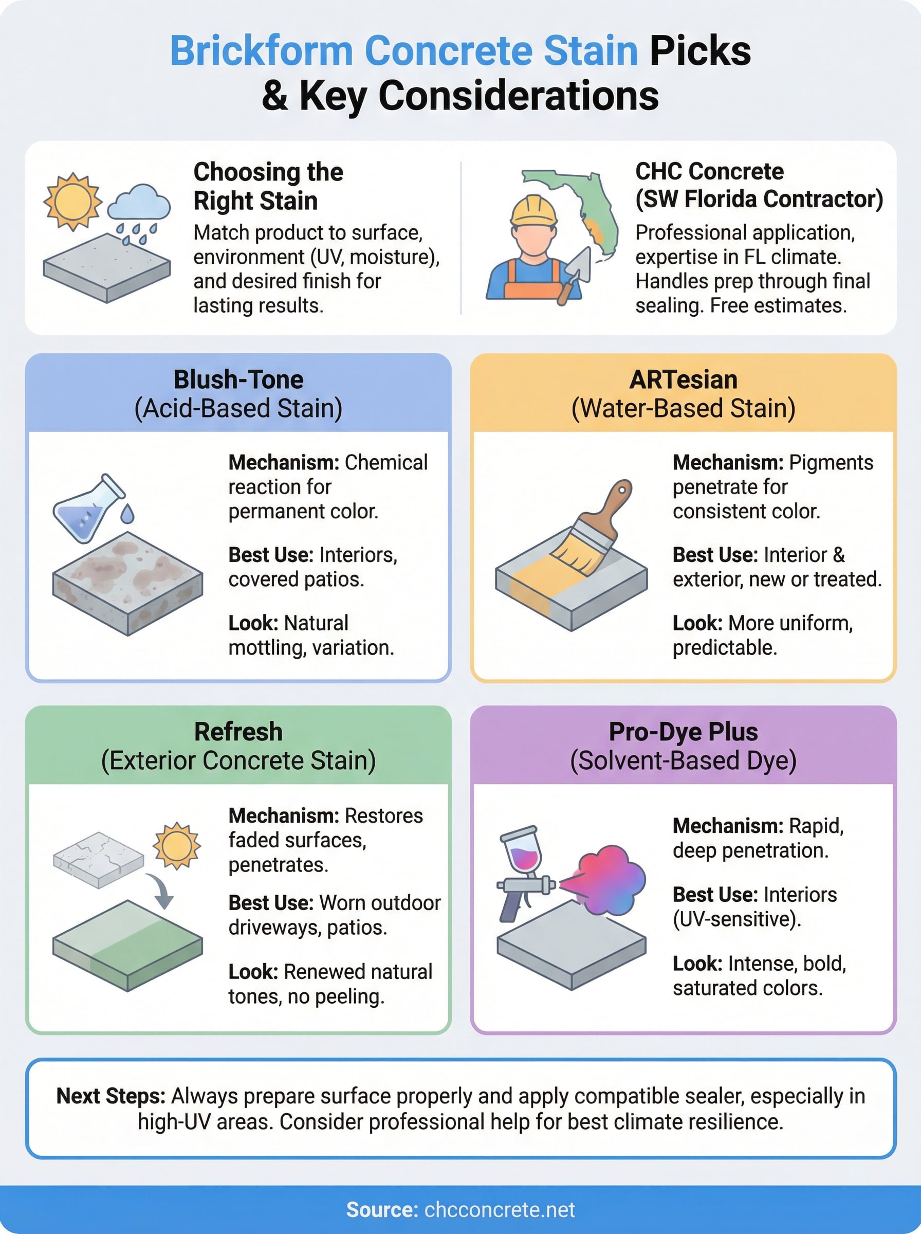 brickform concrete stain infographic