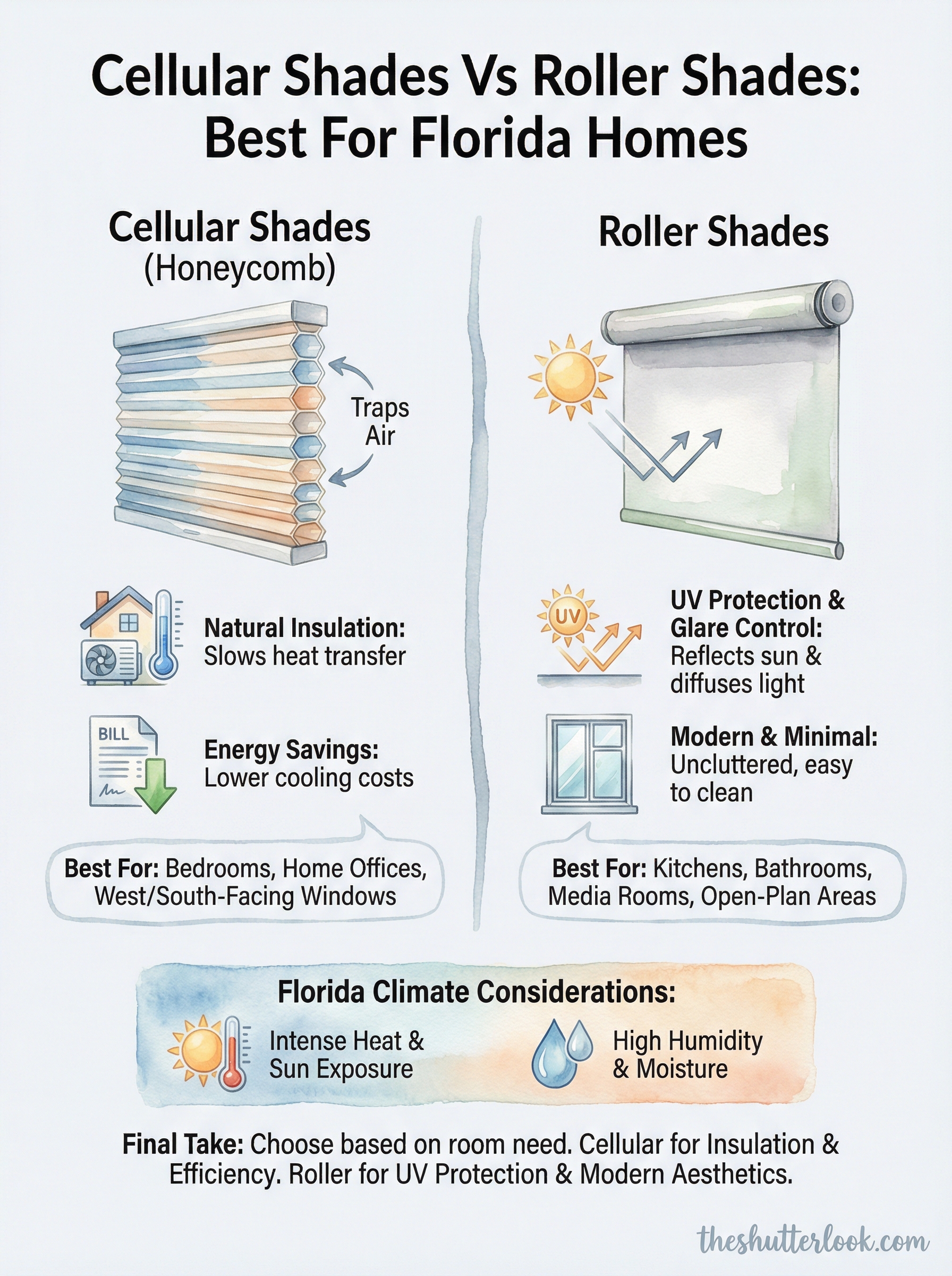 cellular shades vs roller shades infographic