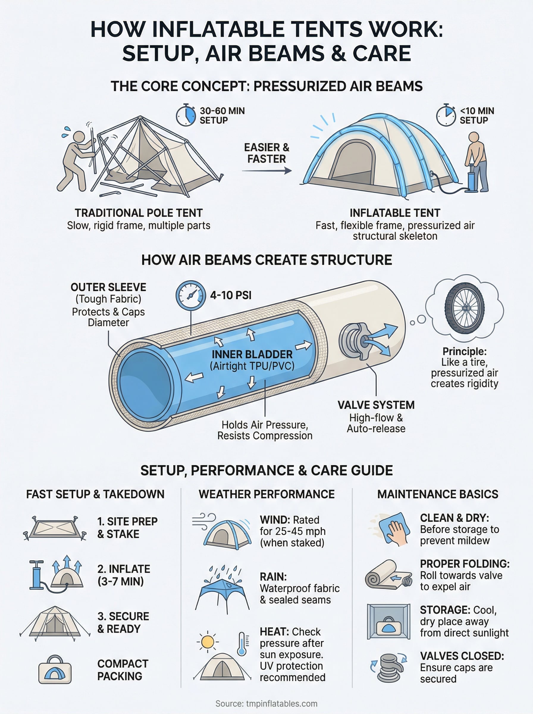 how do inflatable tents work infographic