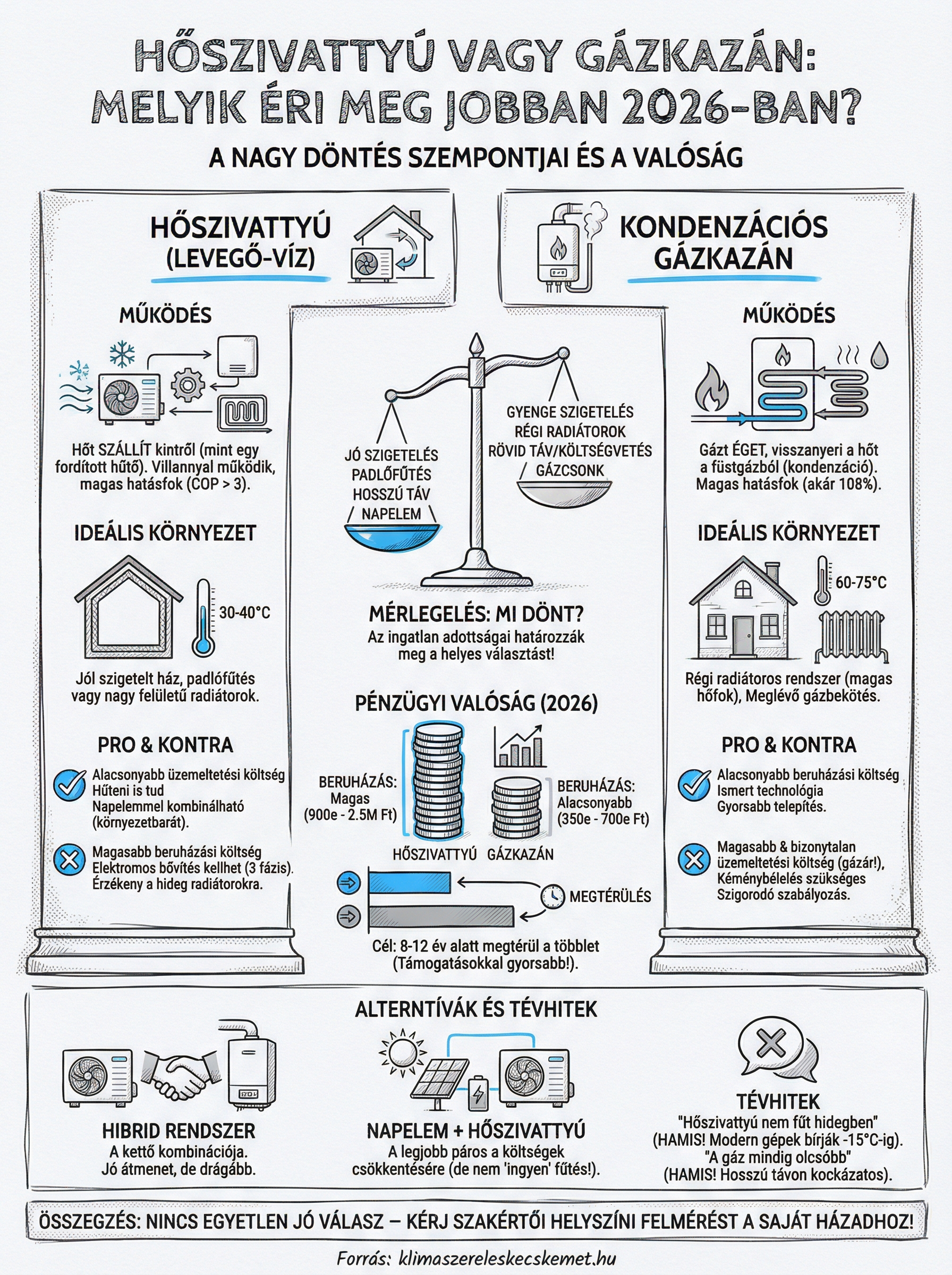 hőszivattyú vagy gázkazán infographic