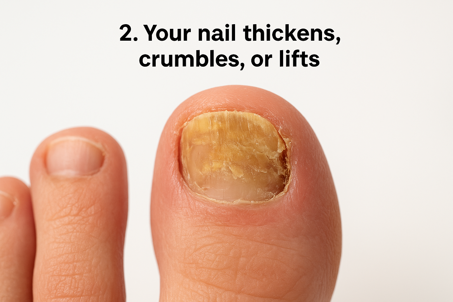 2. Your nail thickens, crumbles, or lifts