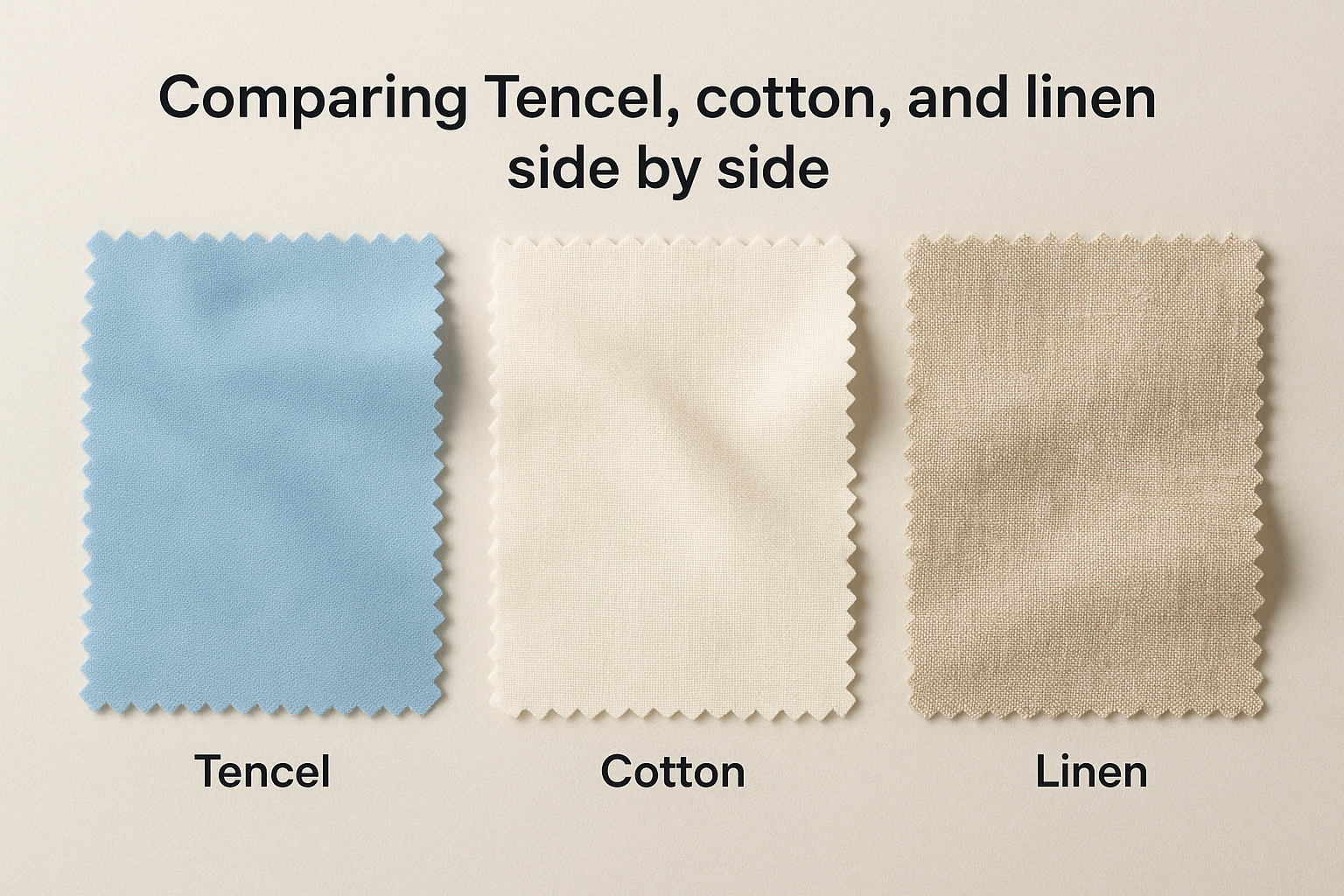 Comparing Tencel, cotton, and linen side by side