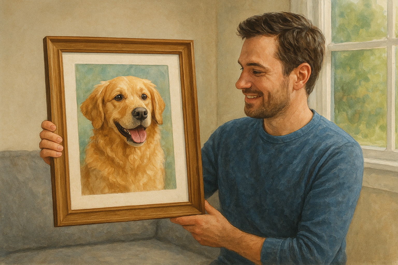 4. A commissioned portrait of a pet, home, or family moment