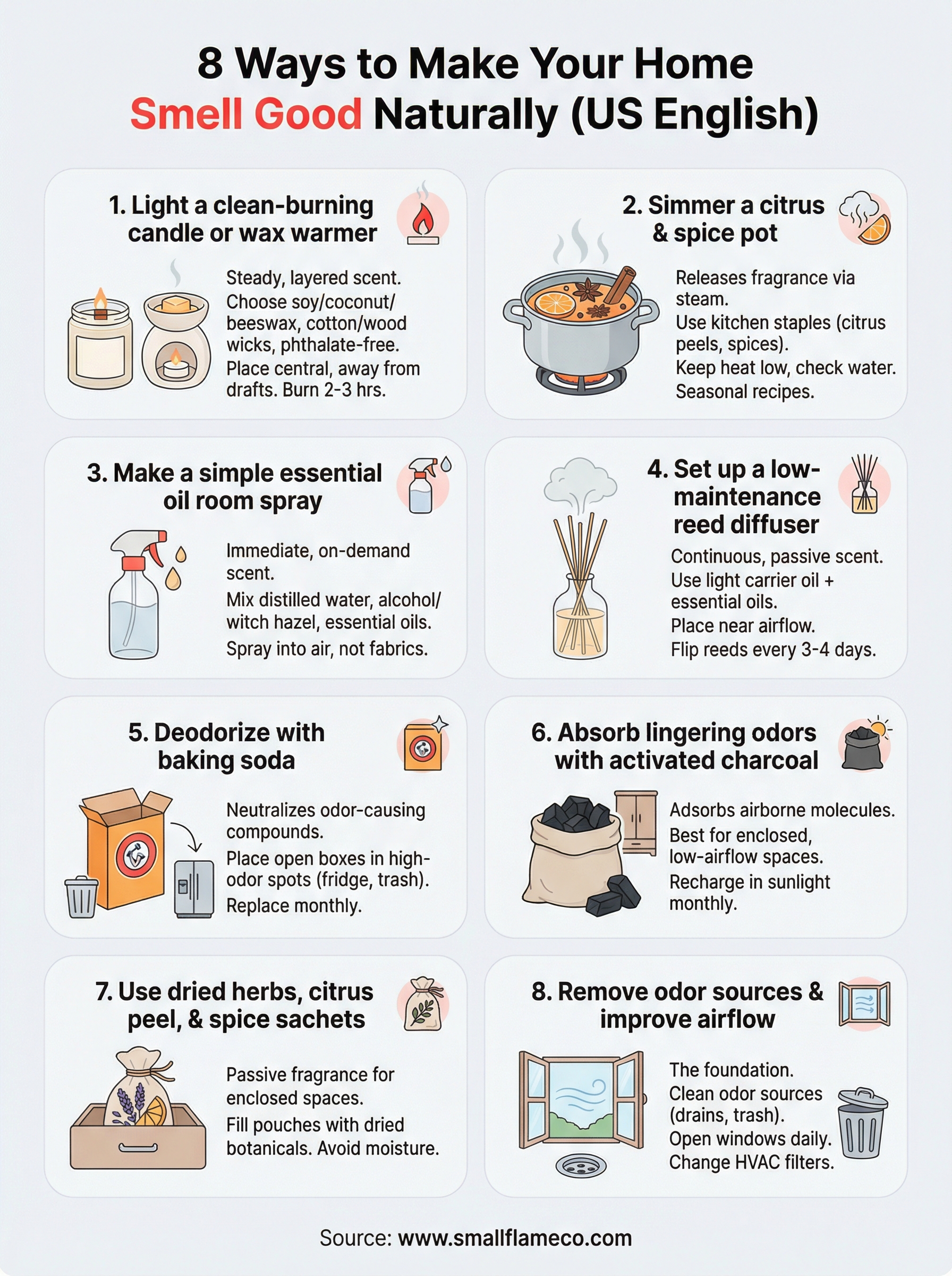 how to make your home smell good naturally infographic
