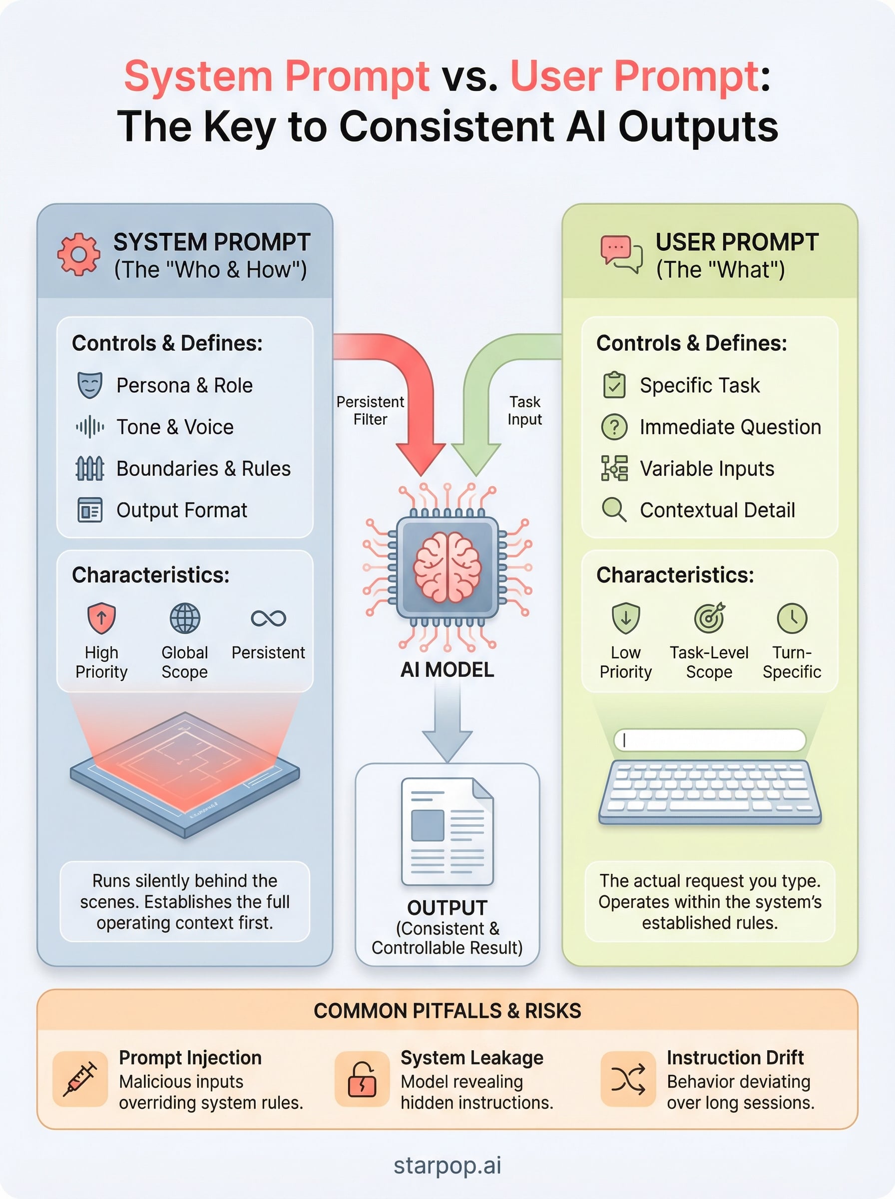 system prompt vs user prompt infographic