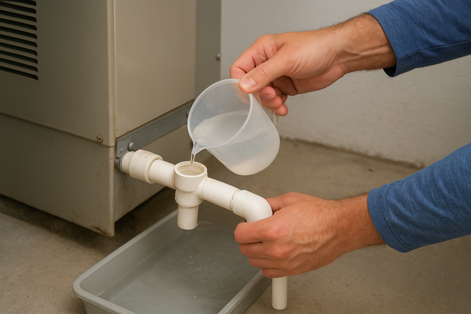 How to clear and flush the drain line safely