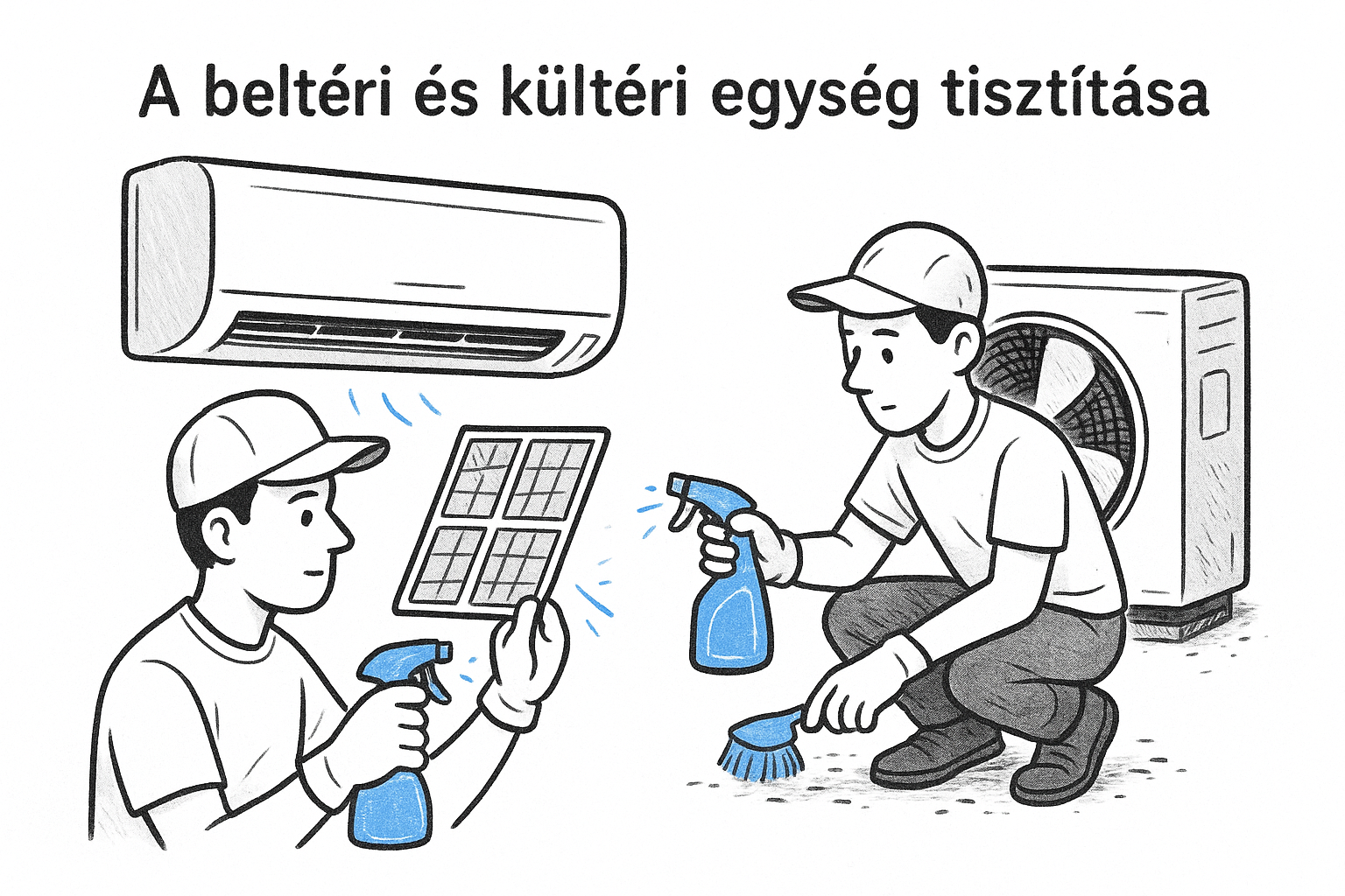 A beltéri és kültéri egység tisztítása