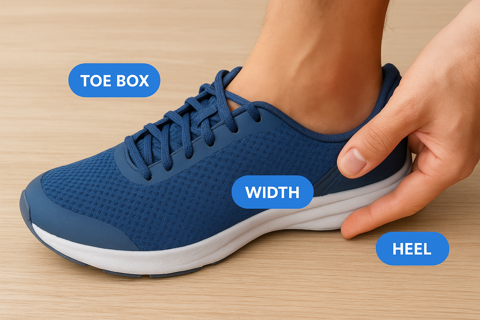 Fit checklist for toe box, width, and heel