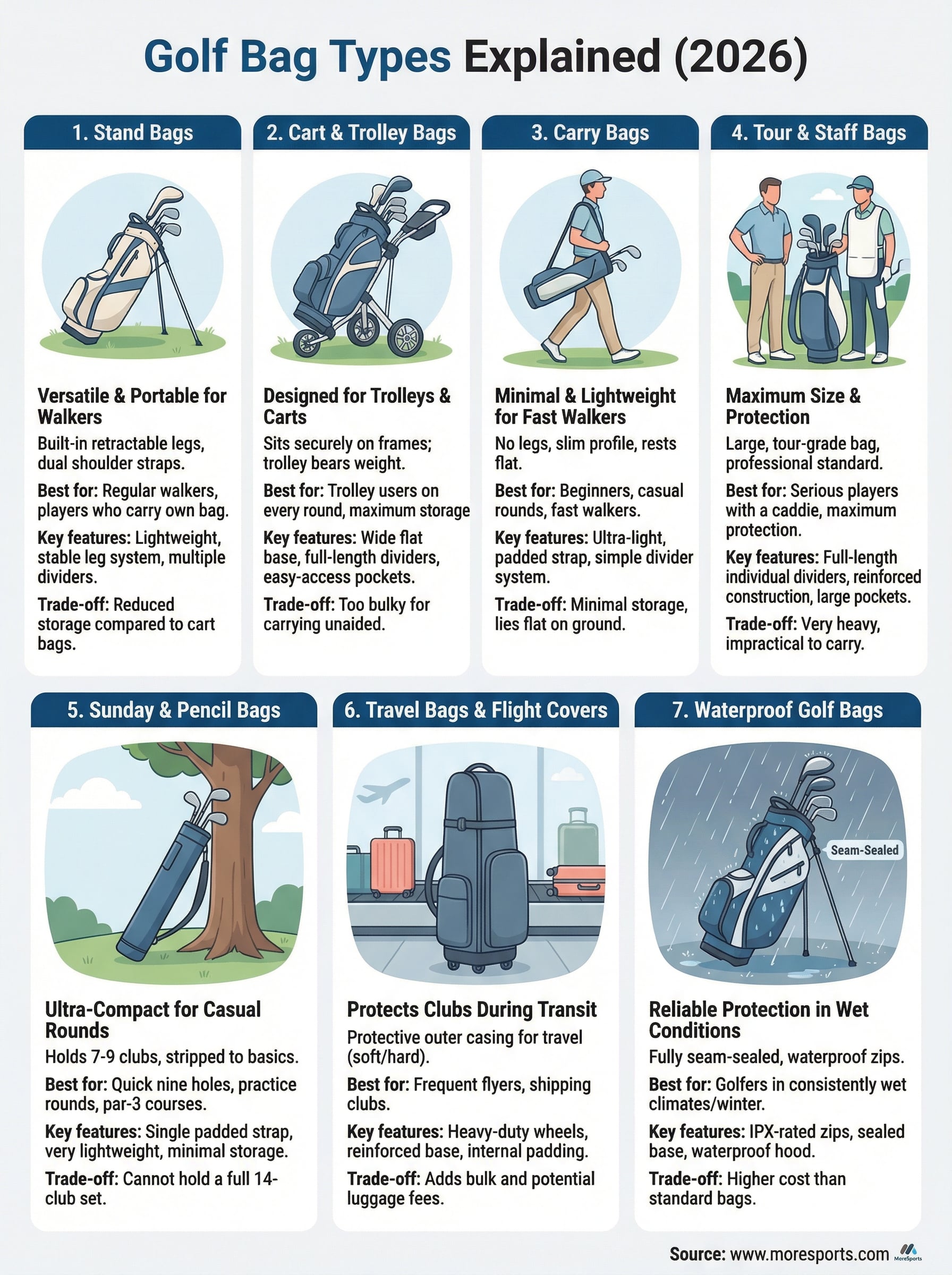 golf bag types explained infographic