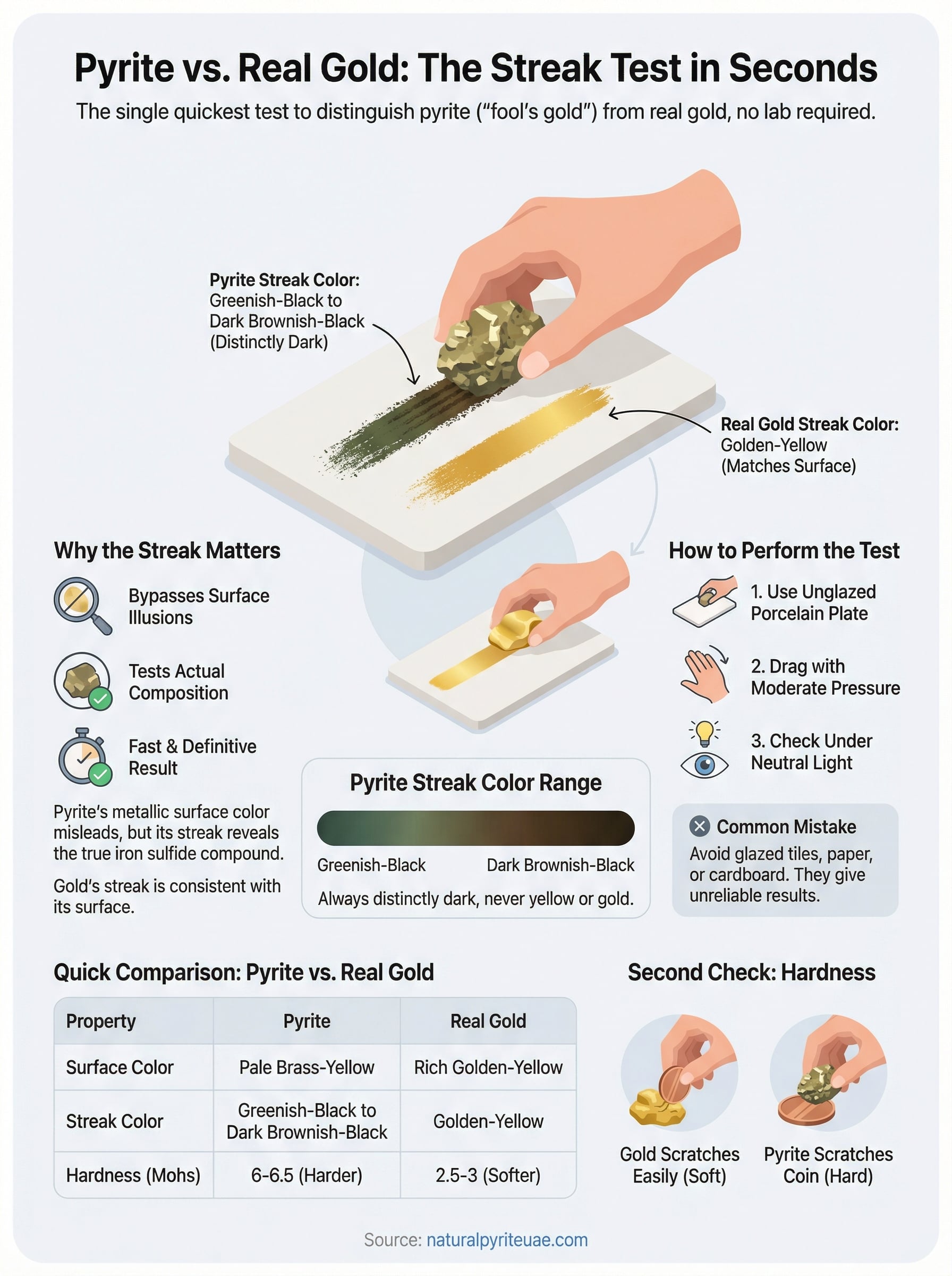 pyrite streak color infographic