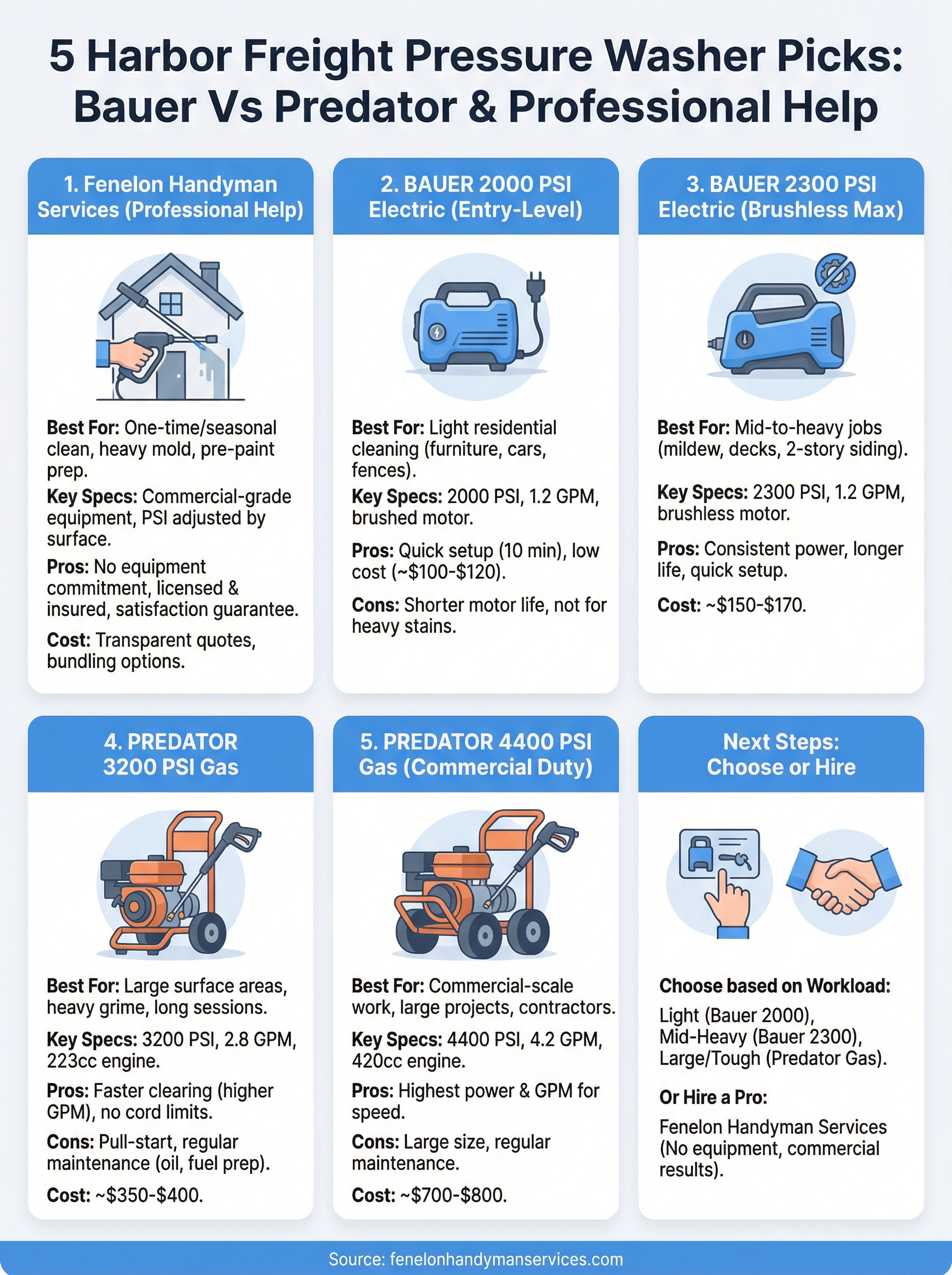 harbor freight pressure washer infographic