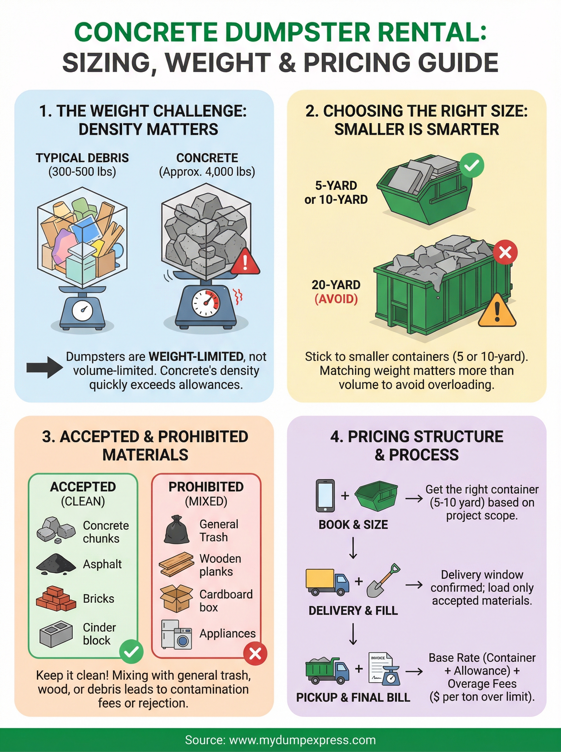 dumpster rental for concrete disposal infographic