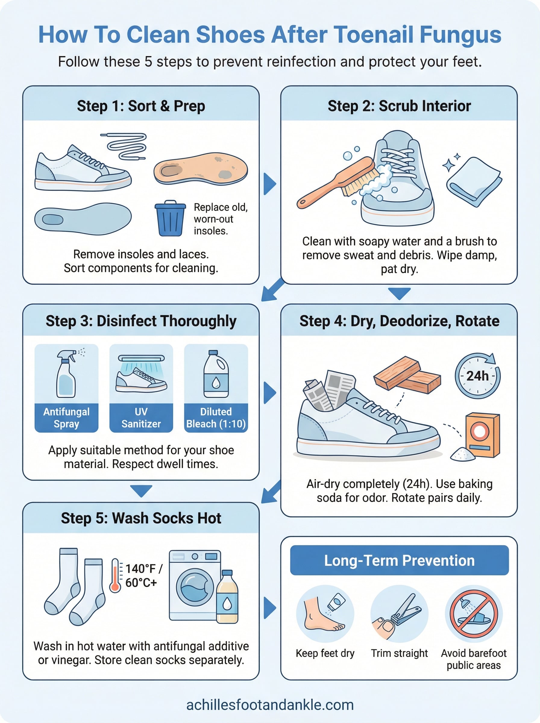 how to clean shoes after toenail fungus infographic