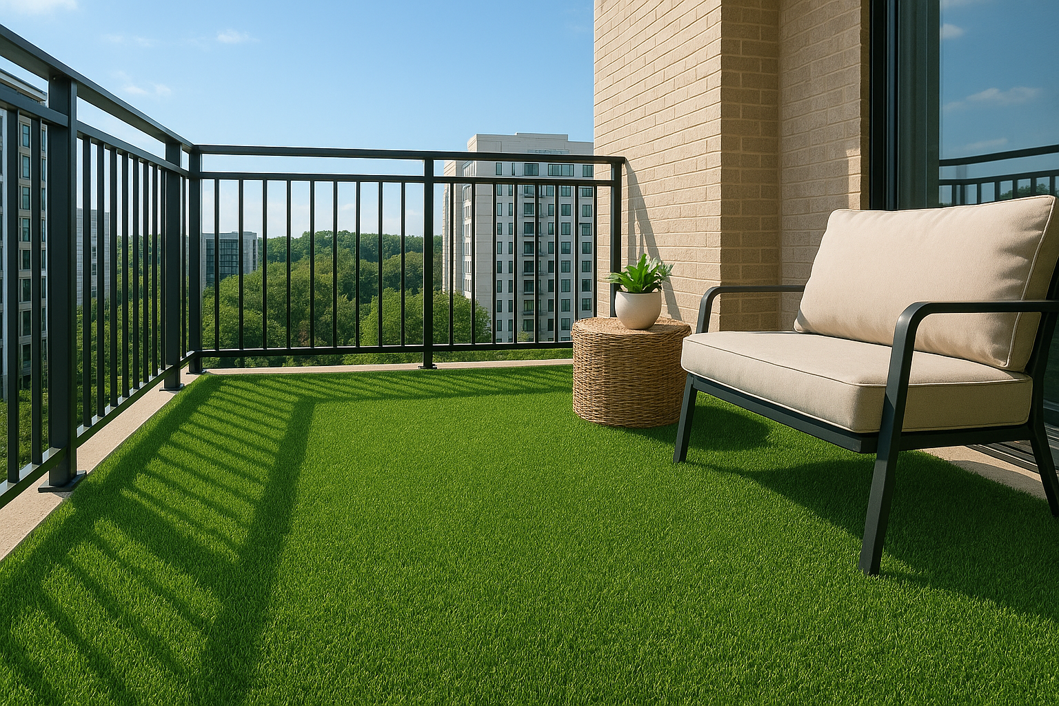 2. UV-stable PE turf for hot, open balconies