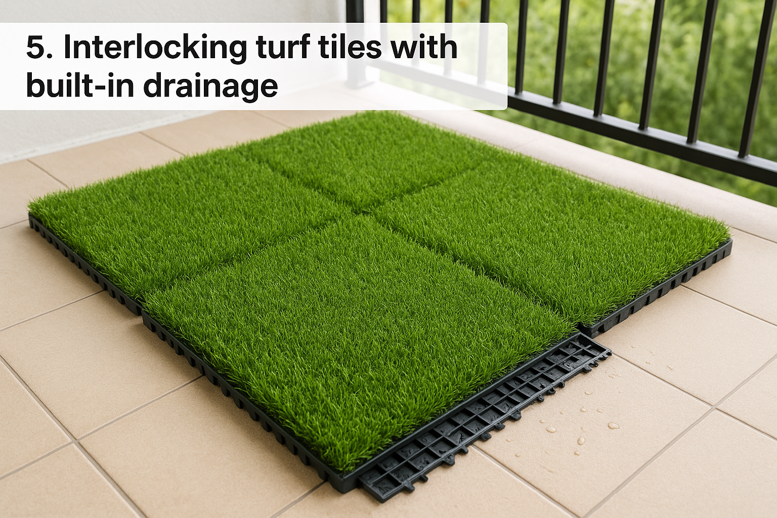 5. Interlocking turf tiles with built-in drainage