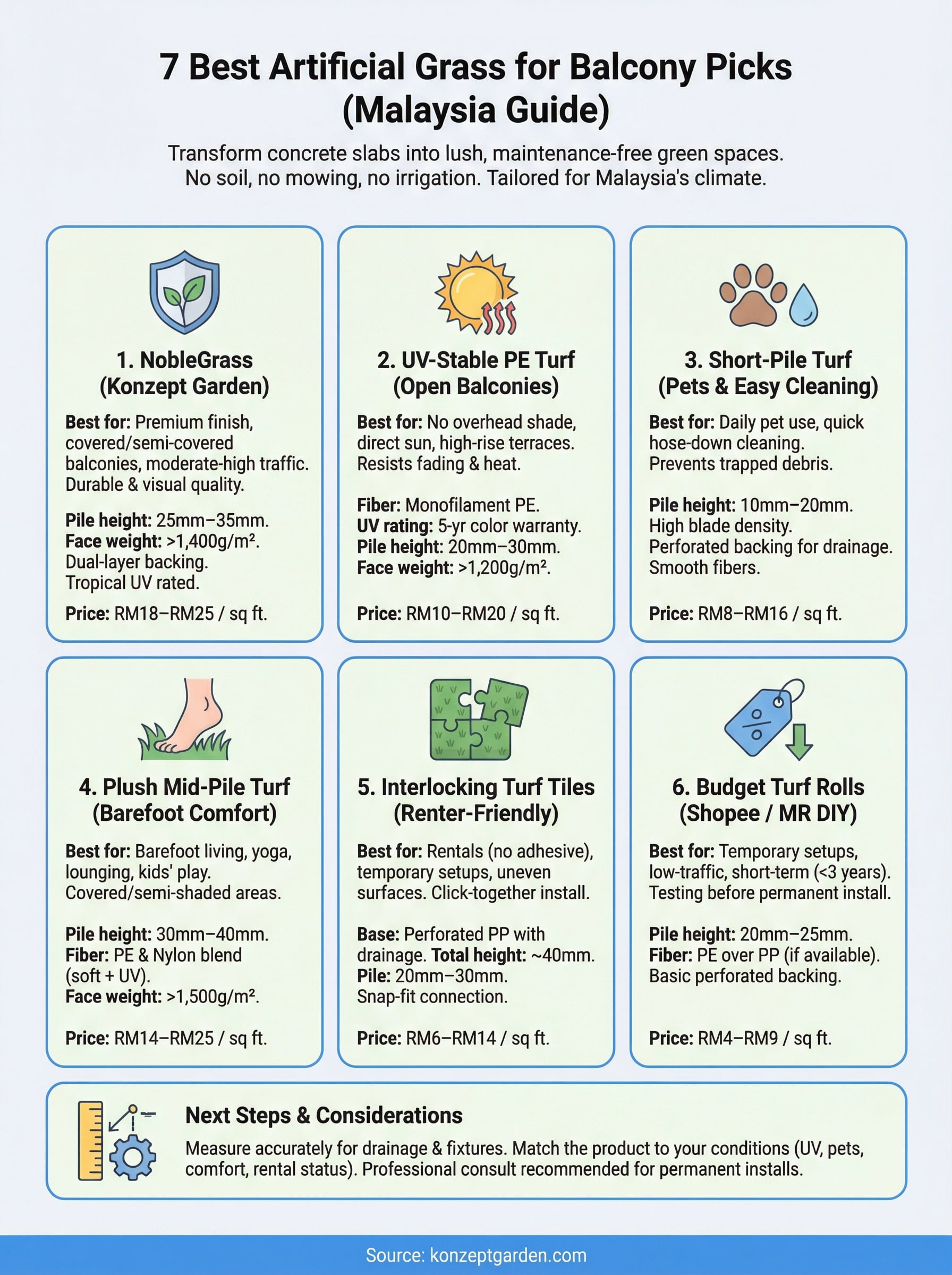 best artificial grass for balcony infographic
