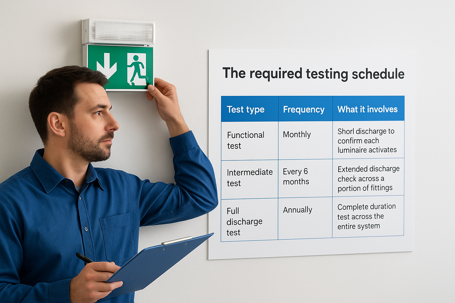 The required testing schedule