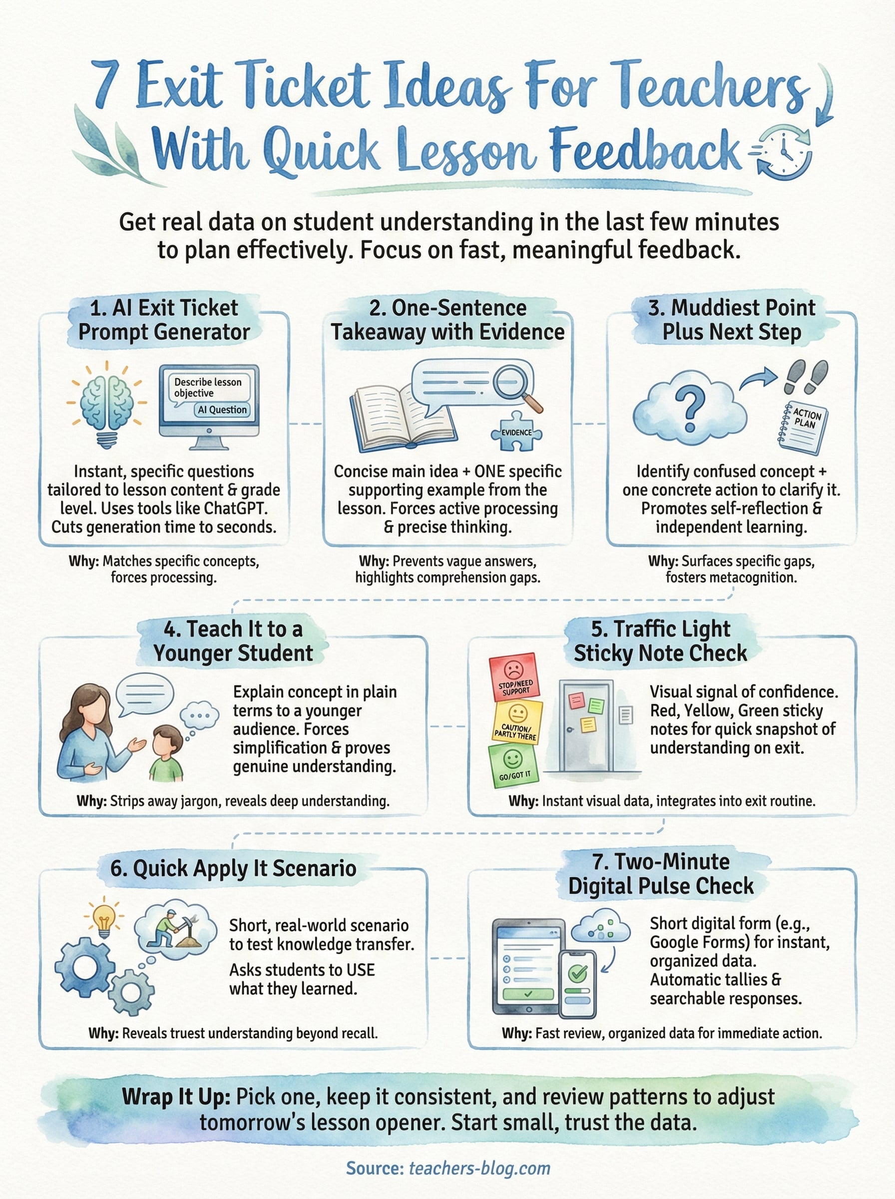 exit ticket ideas for teachers infographic