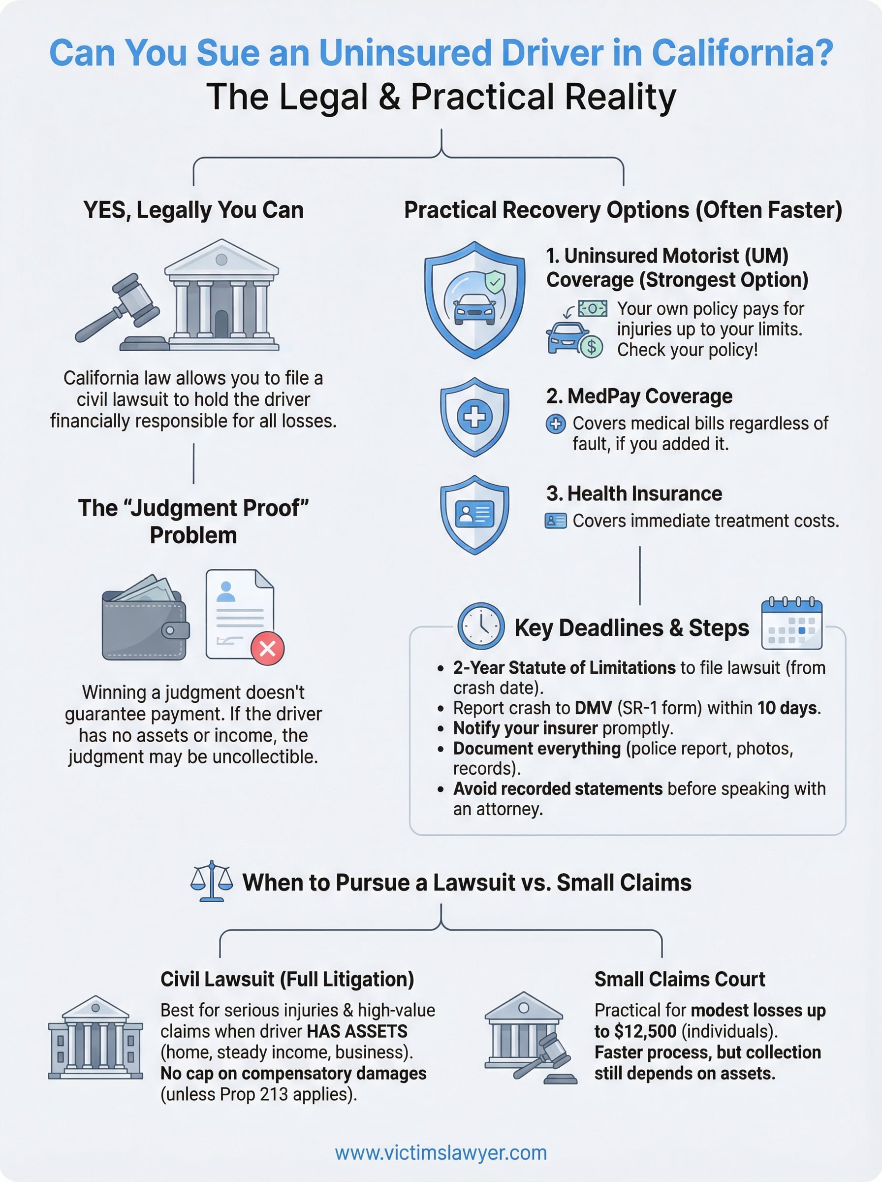can you sue an uninsured driver in california infographic