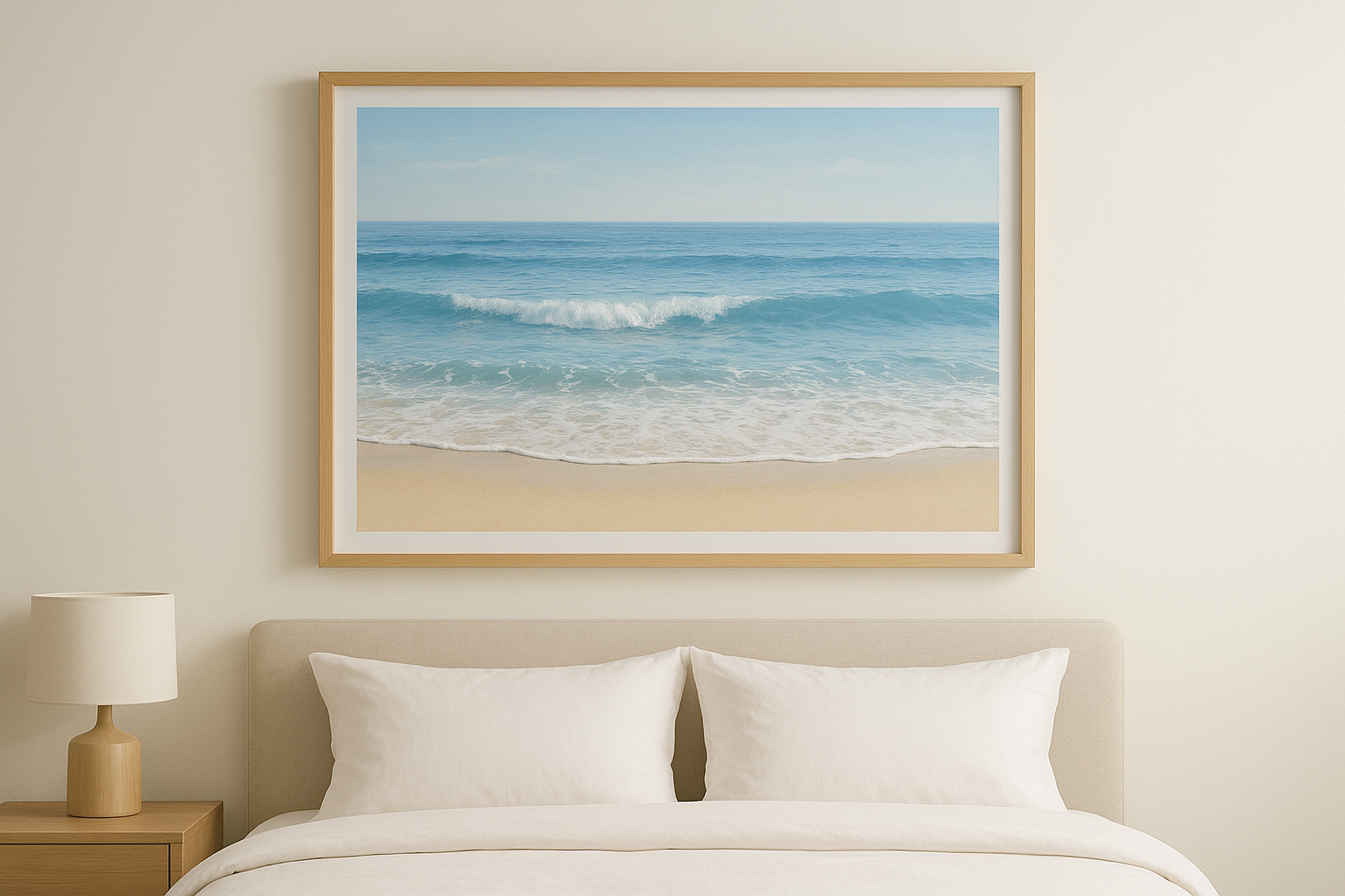 4. Gentle ocean waves in blue and sand tones