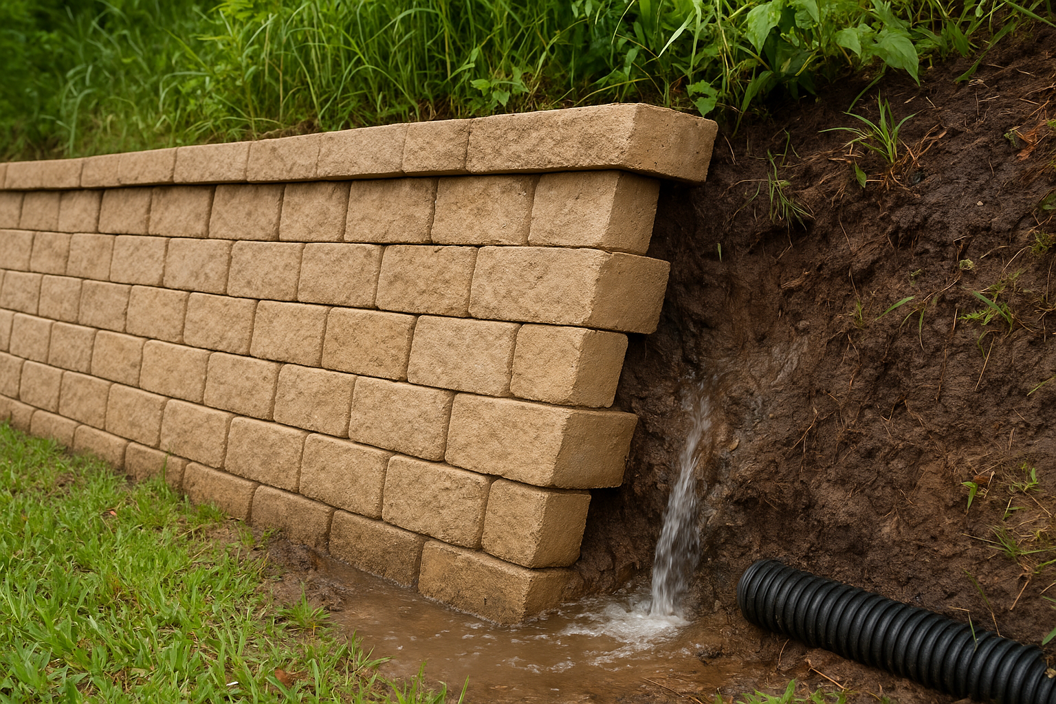 Hydrostatic pressure from poor drainage