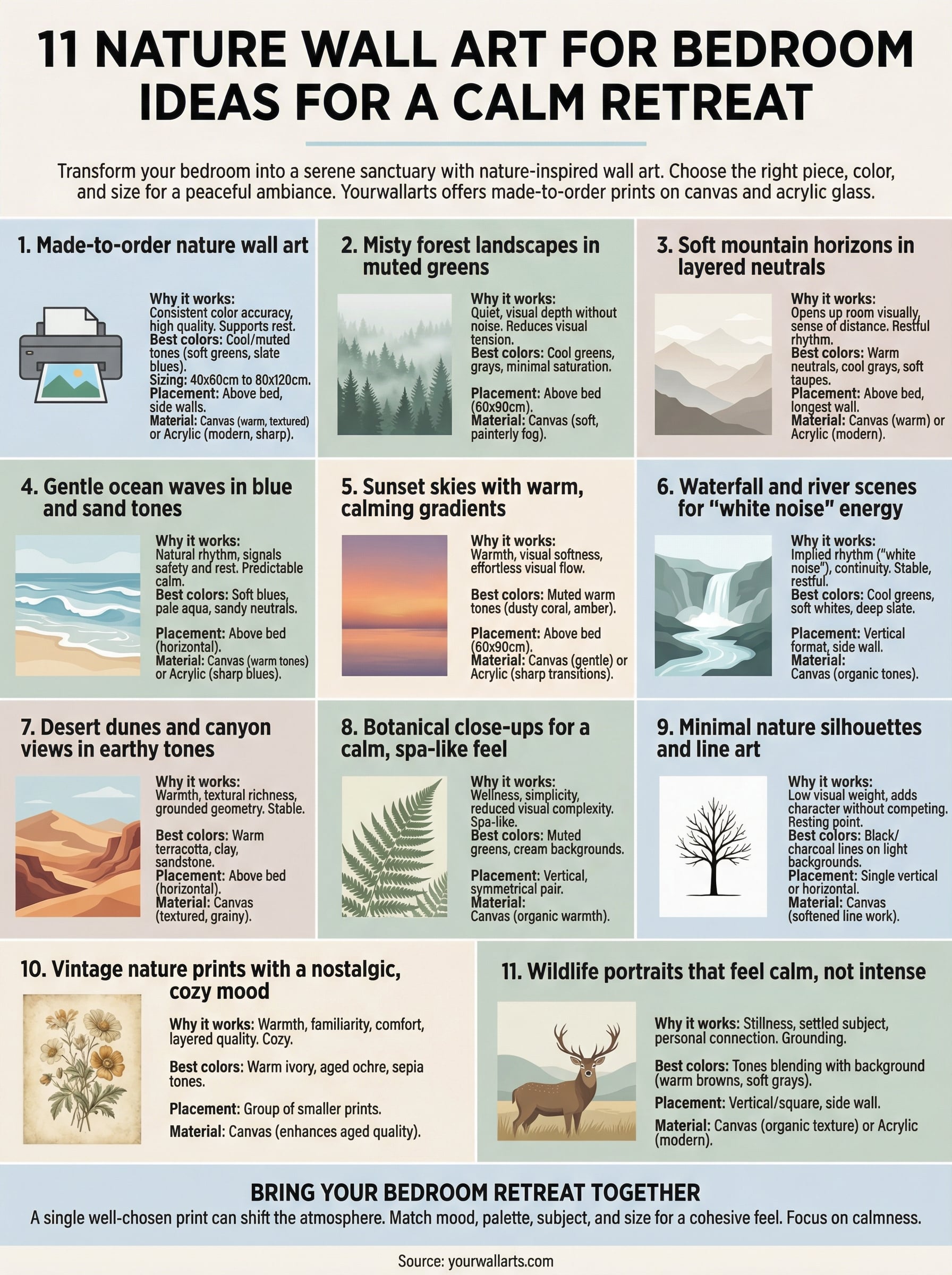 nature wall art for bedroom infographic