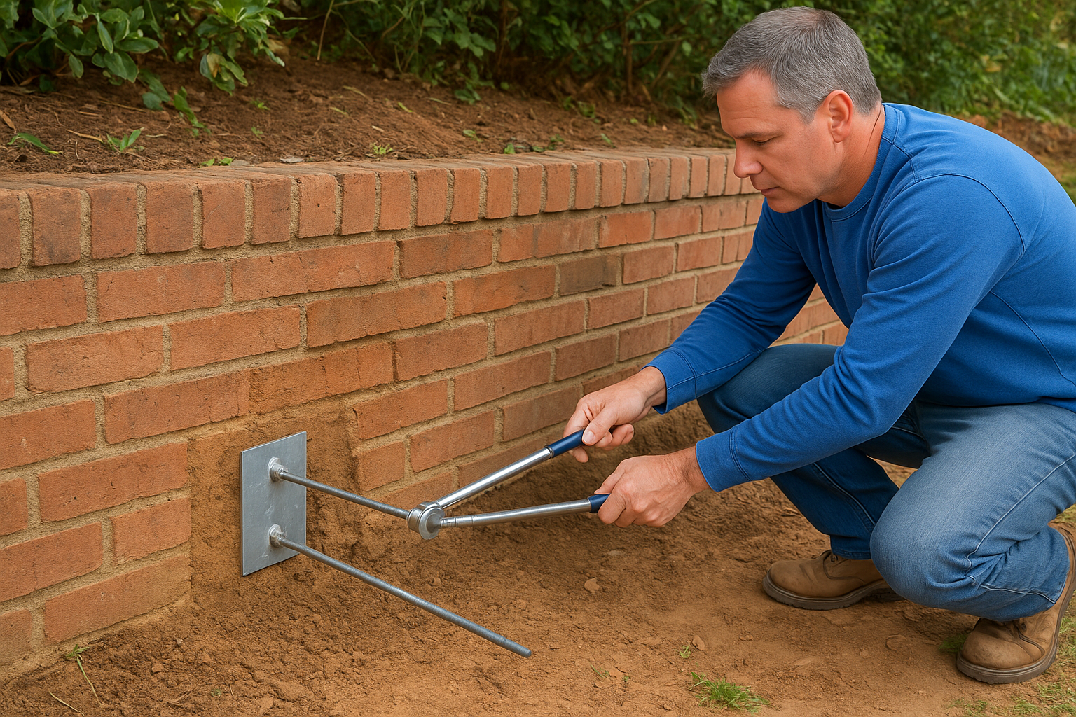 Repairing a block or brick wall that's bowing mid-section