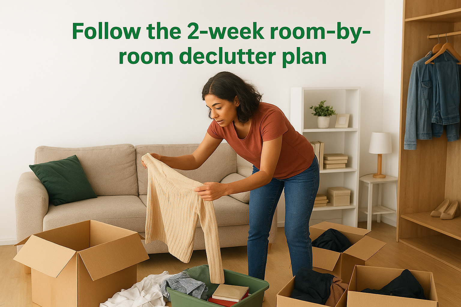 Follow the 2-week room-by-room declutter plan