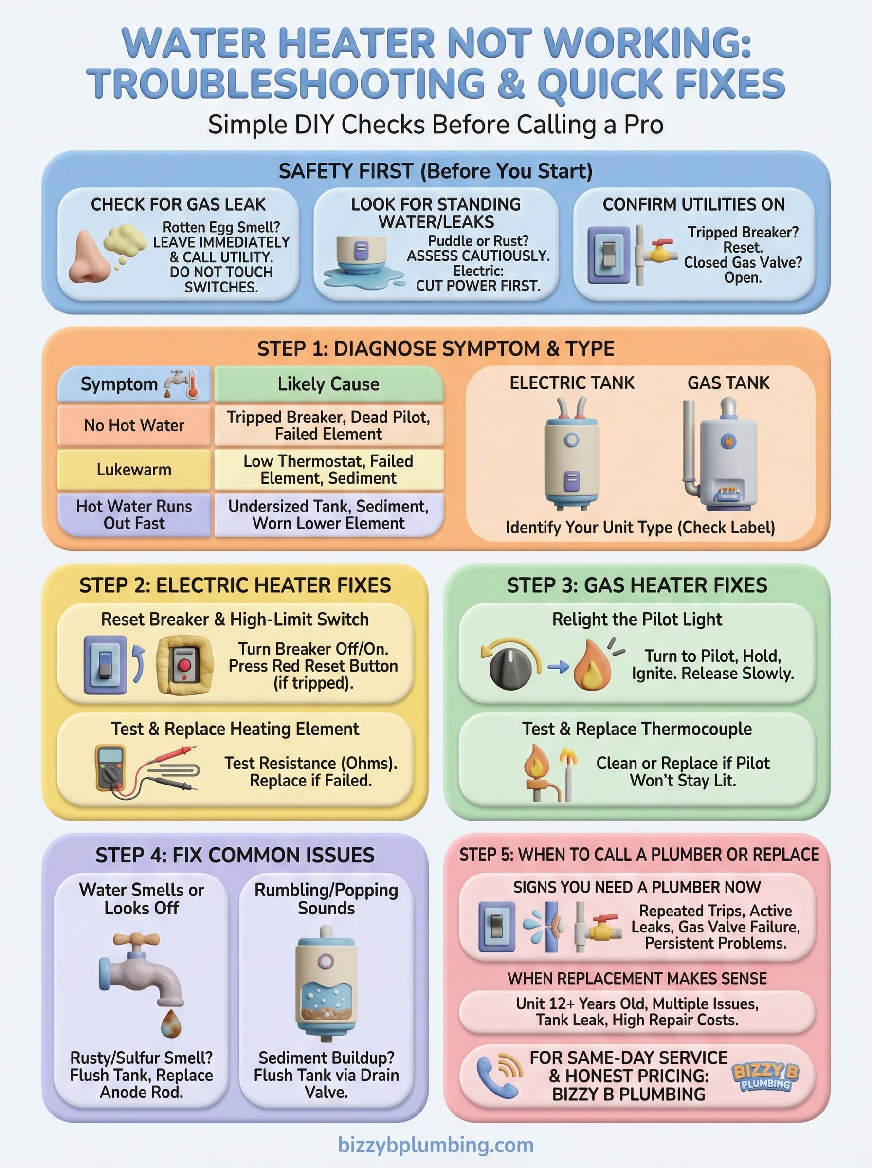 water heater not working infographic