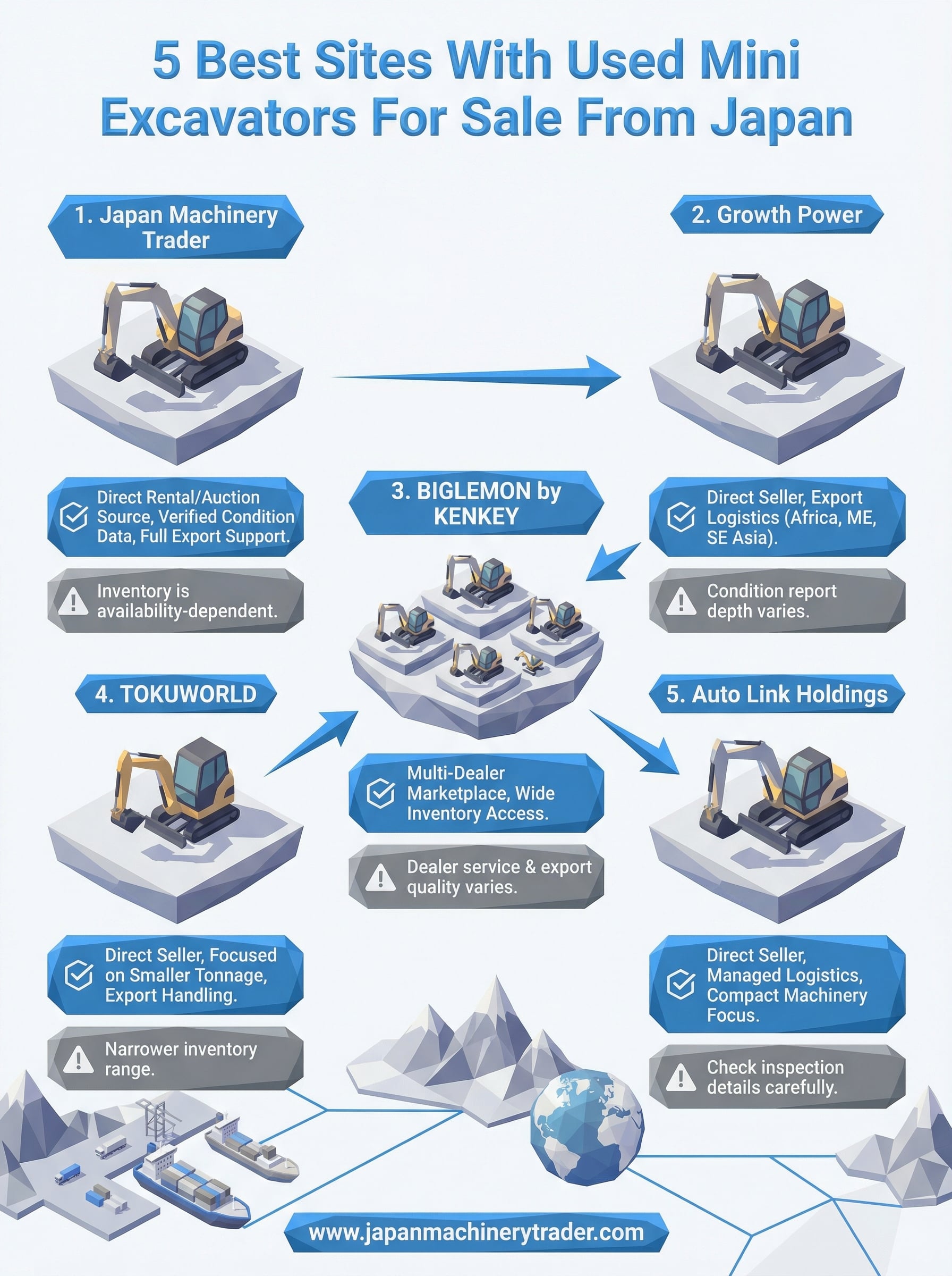 used mini excavators for sale infographic