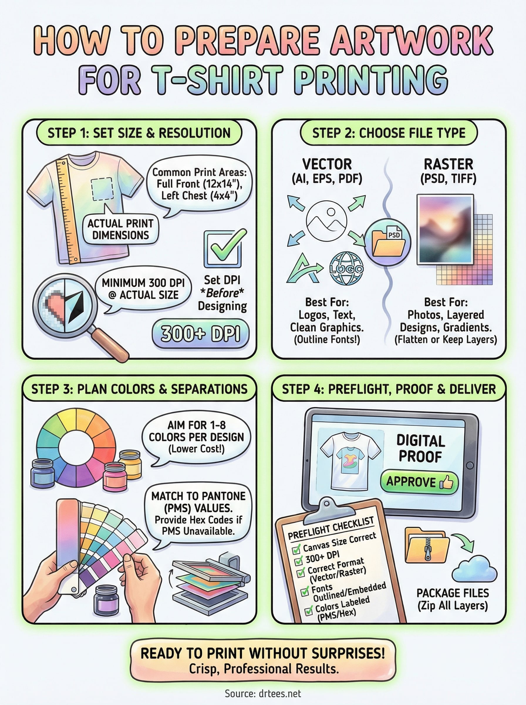 how to prepare artwork for t shirt printing infographic