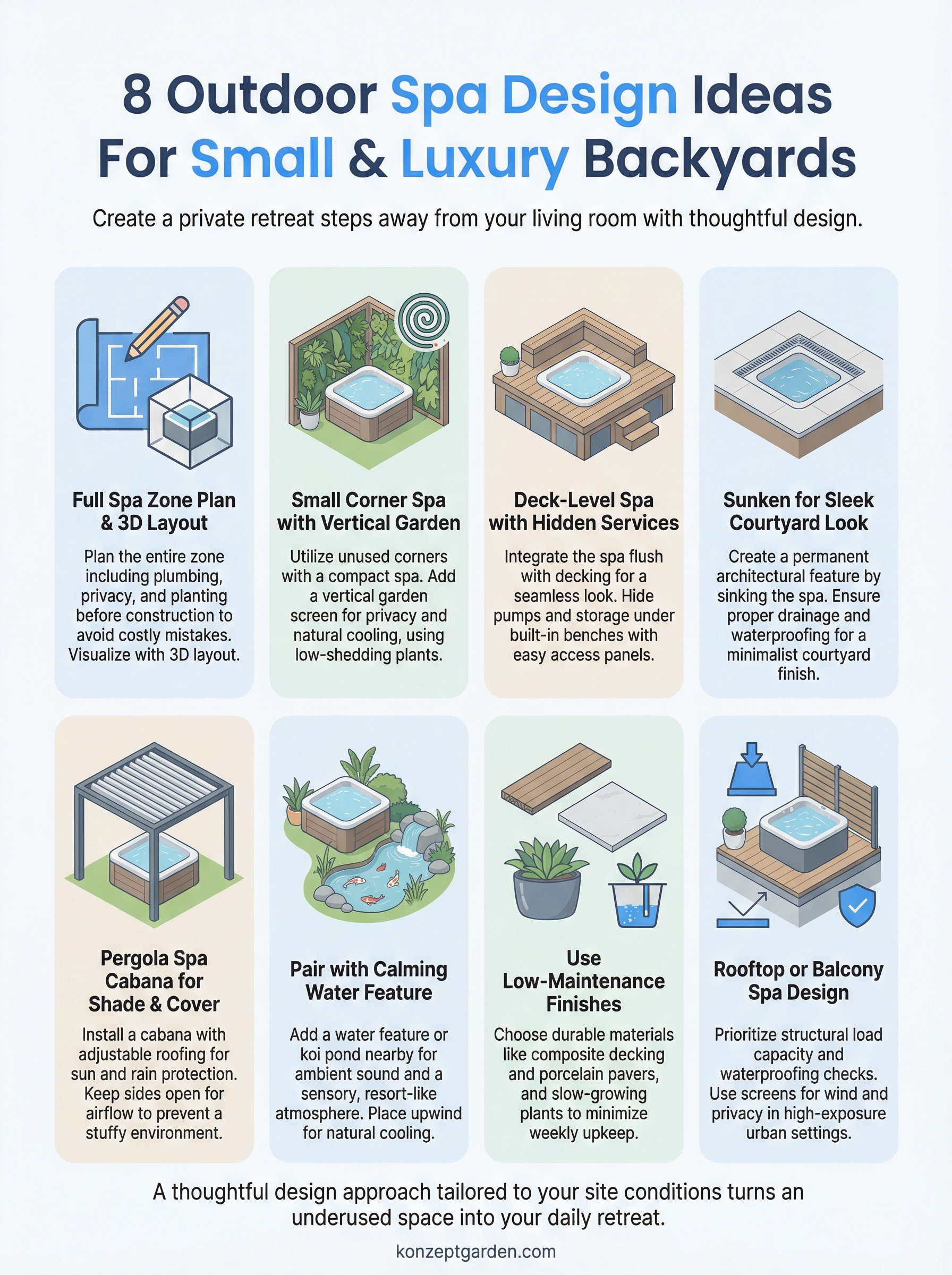 outdoor spa design ideas infographic