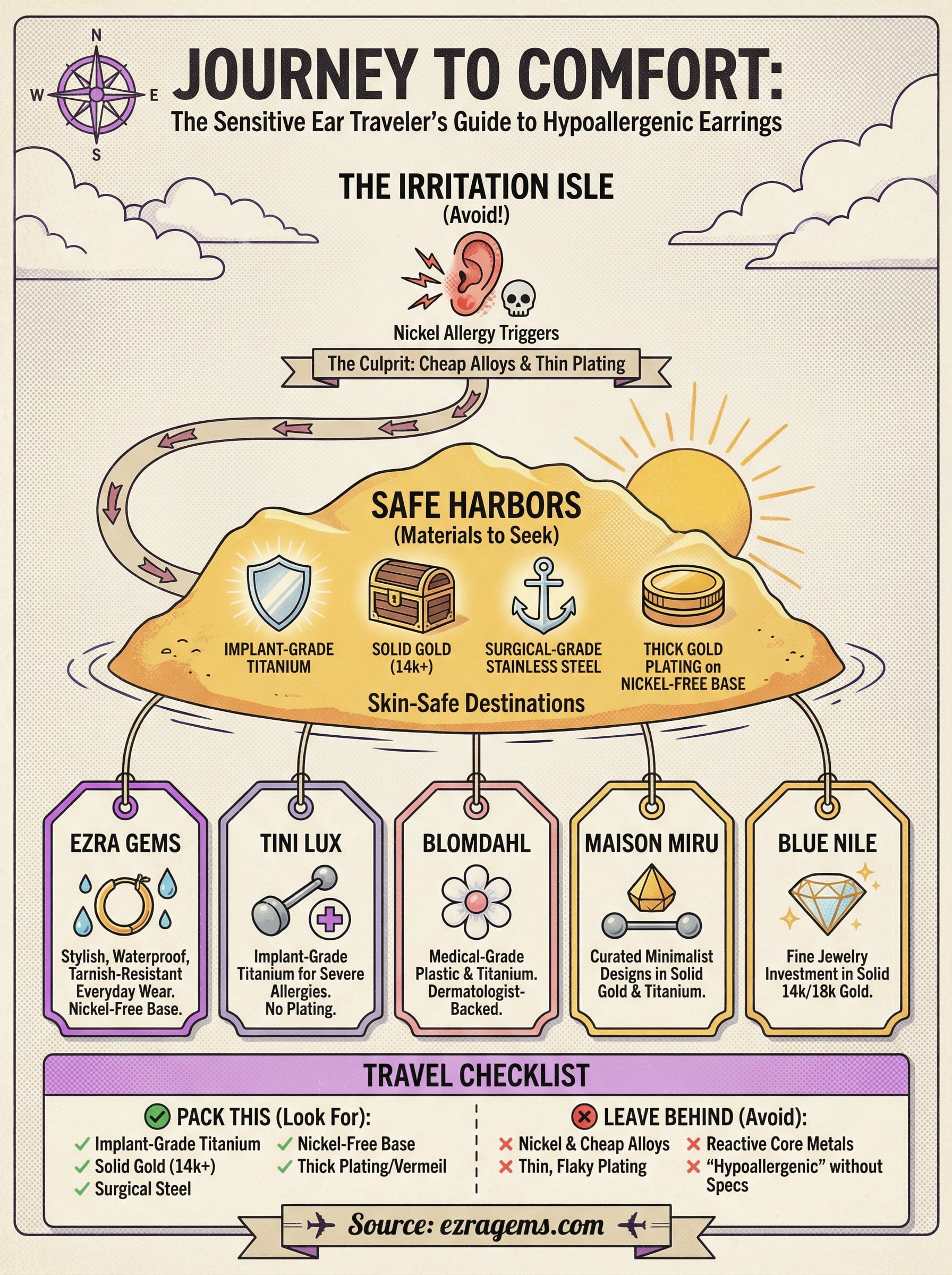 best hypoallergenic earrings for sensitive ears infographic