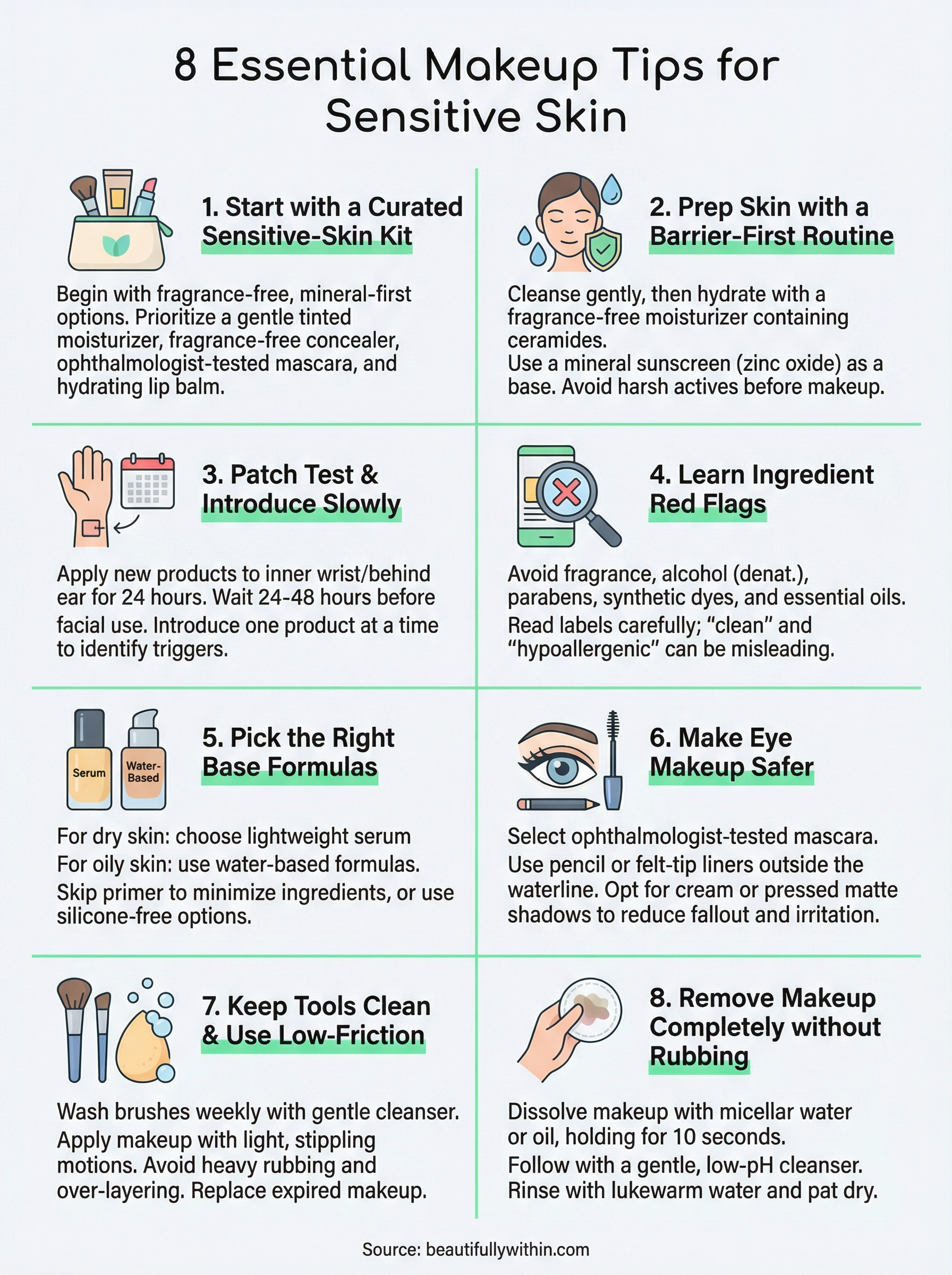 makeup tips for sensitive skin infographic