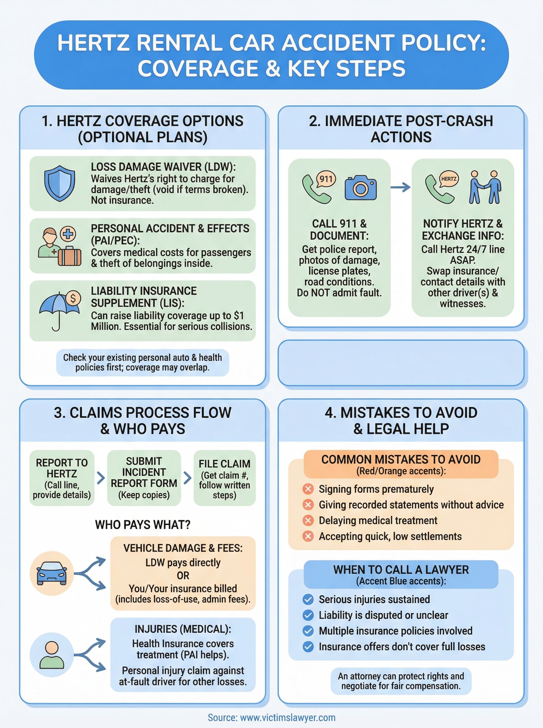 hertz rental car accident policy infographic