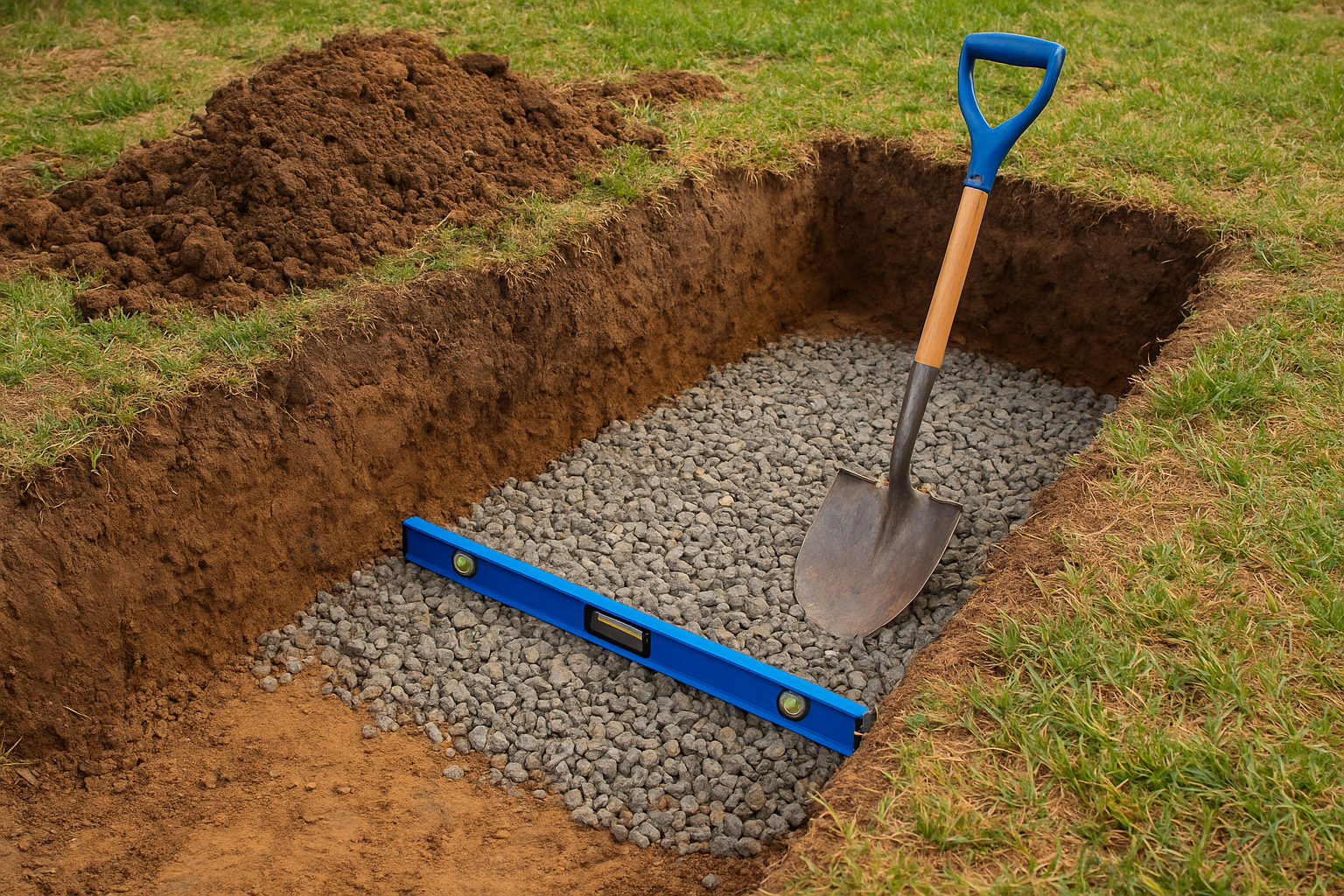 Step 2. Excavate and build the base trench