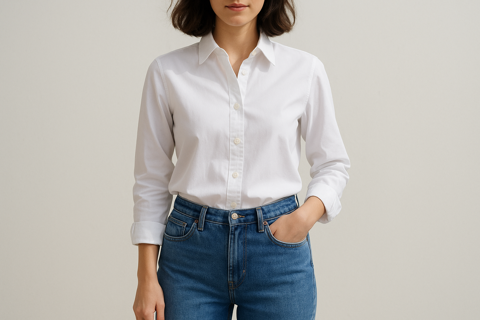 2. The classic white button-down