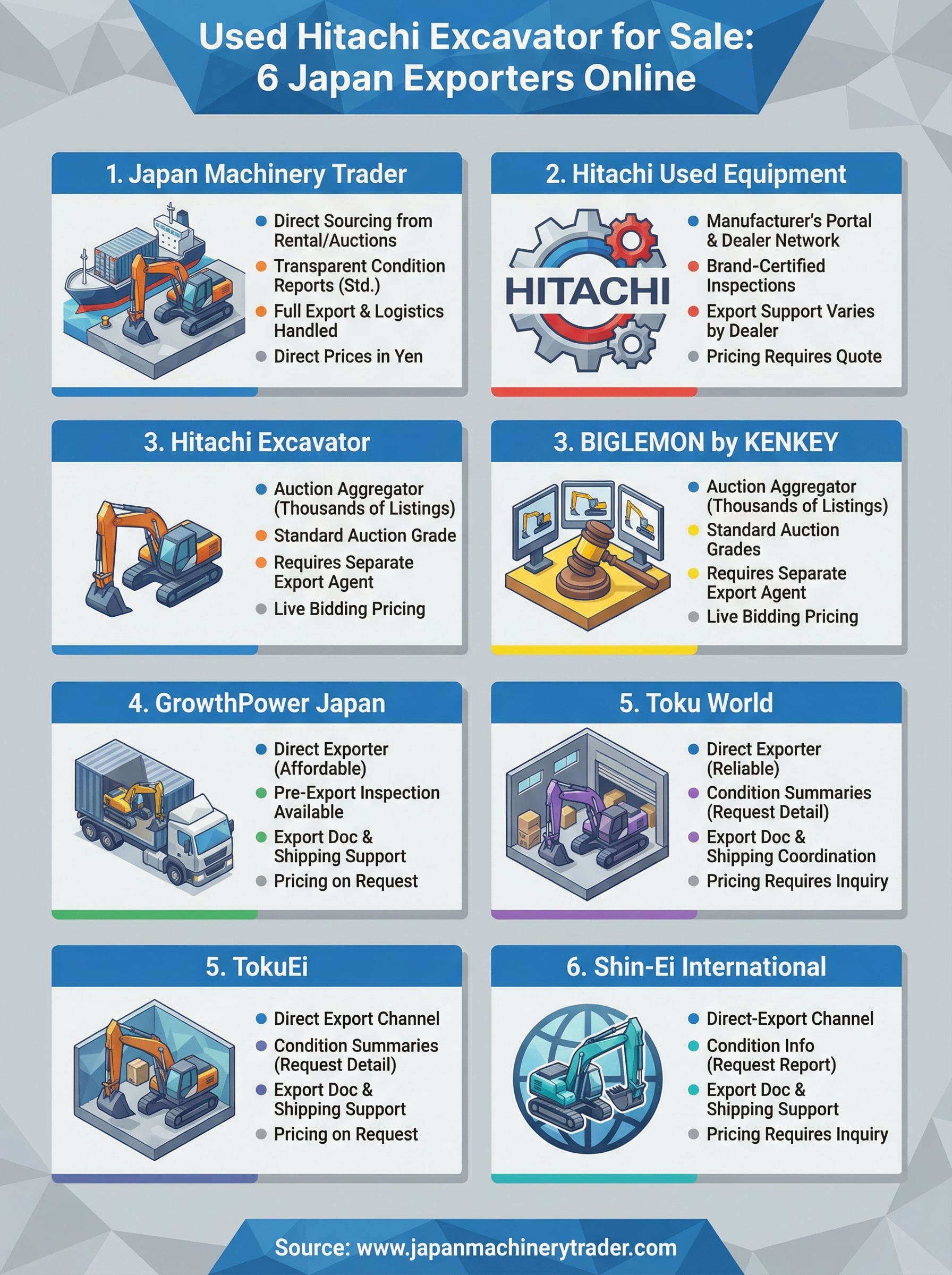 used hitachi excavator for sale infographic