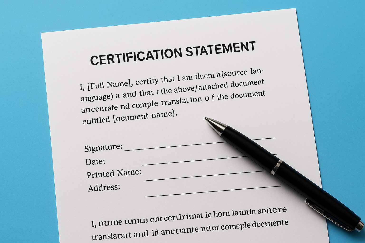 What the certification statement must include