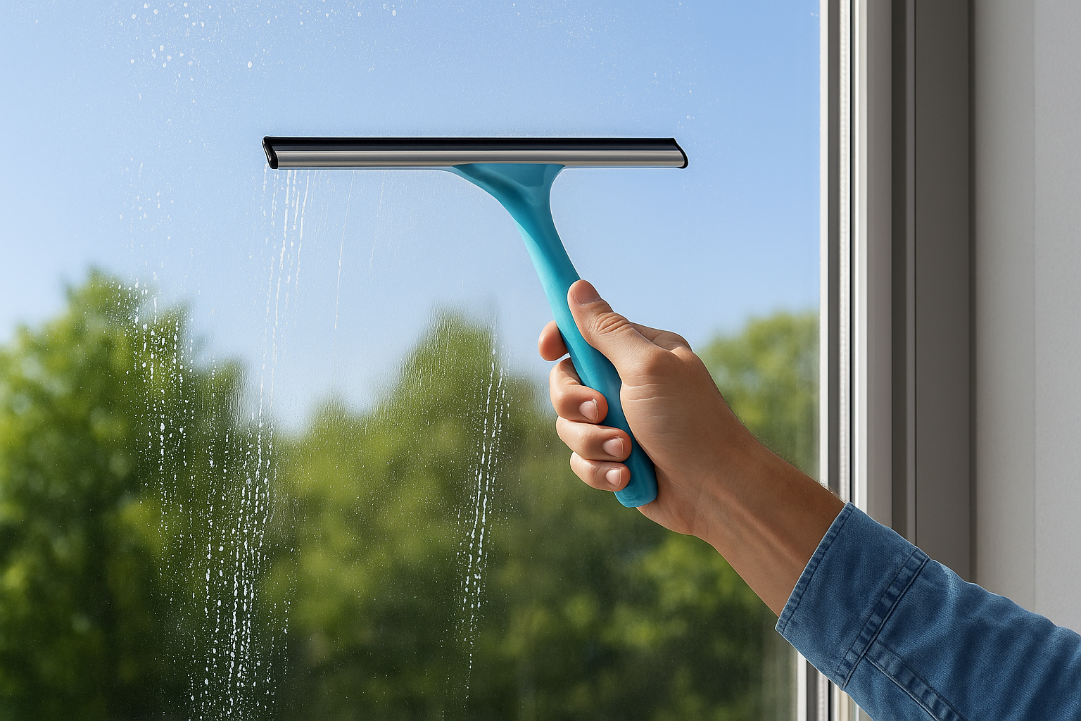 Squeegee the glass without leaving streaks