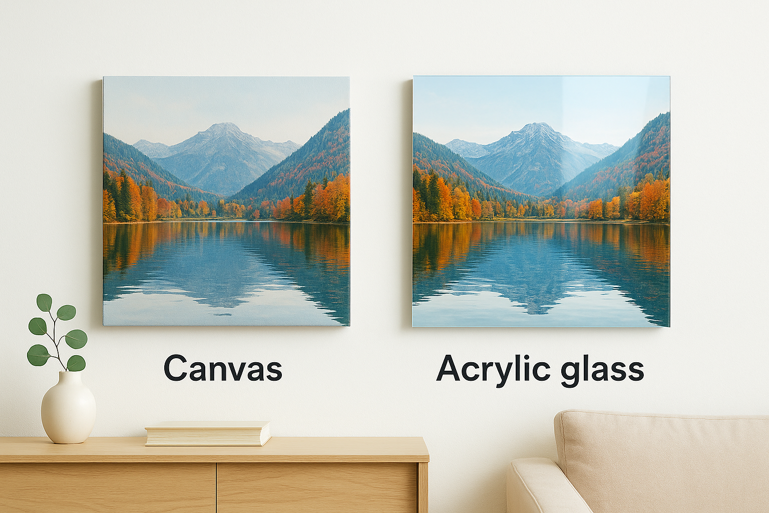 Leinwand vs Acrylglas Optionen