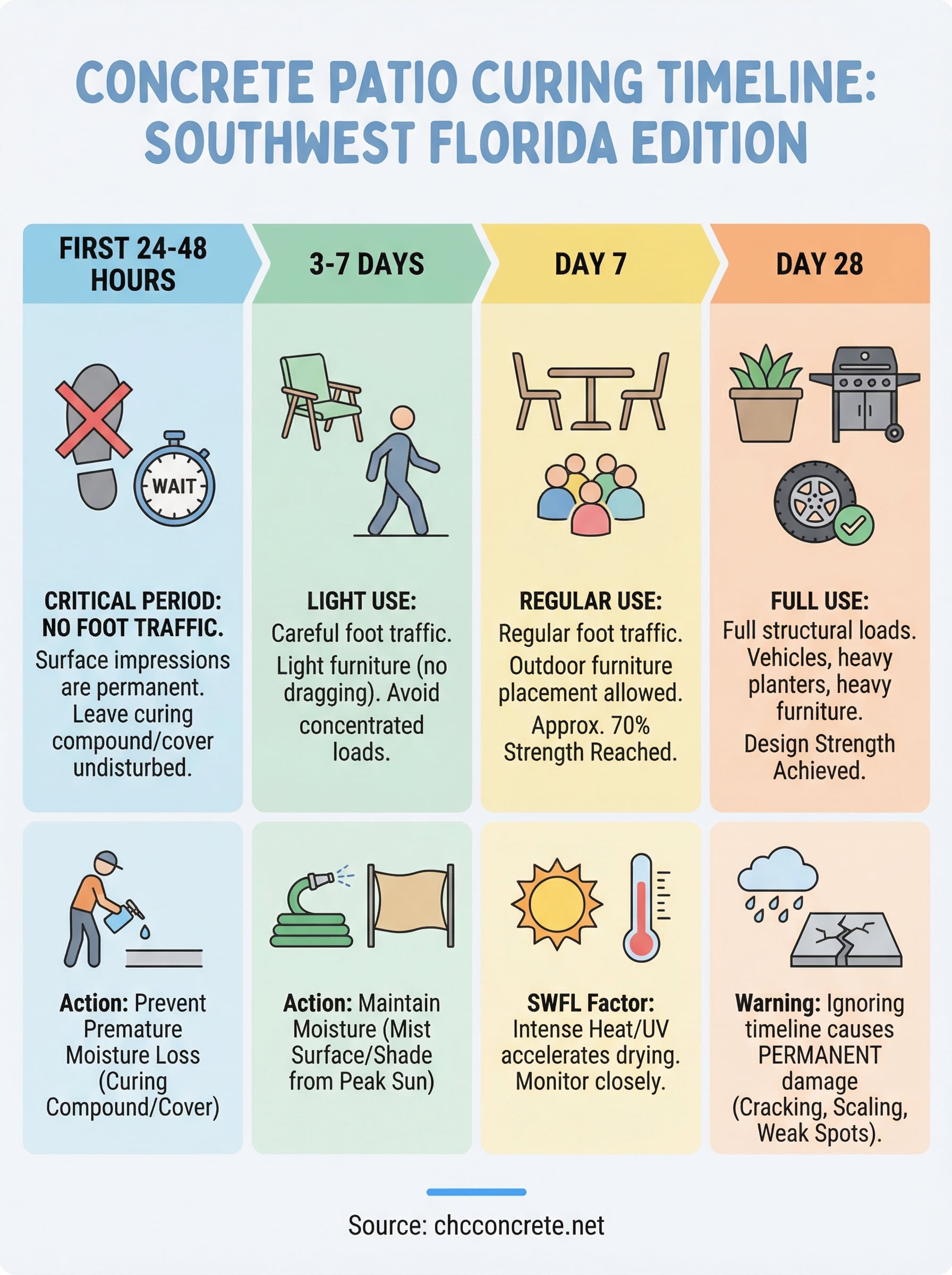 how long does a concrete patio take to cure infographic