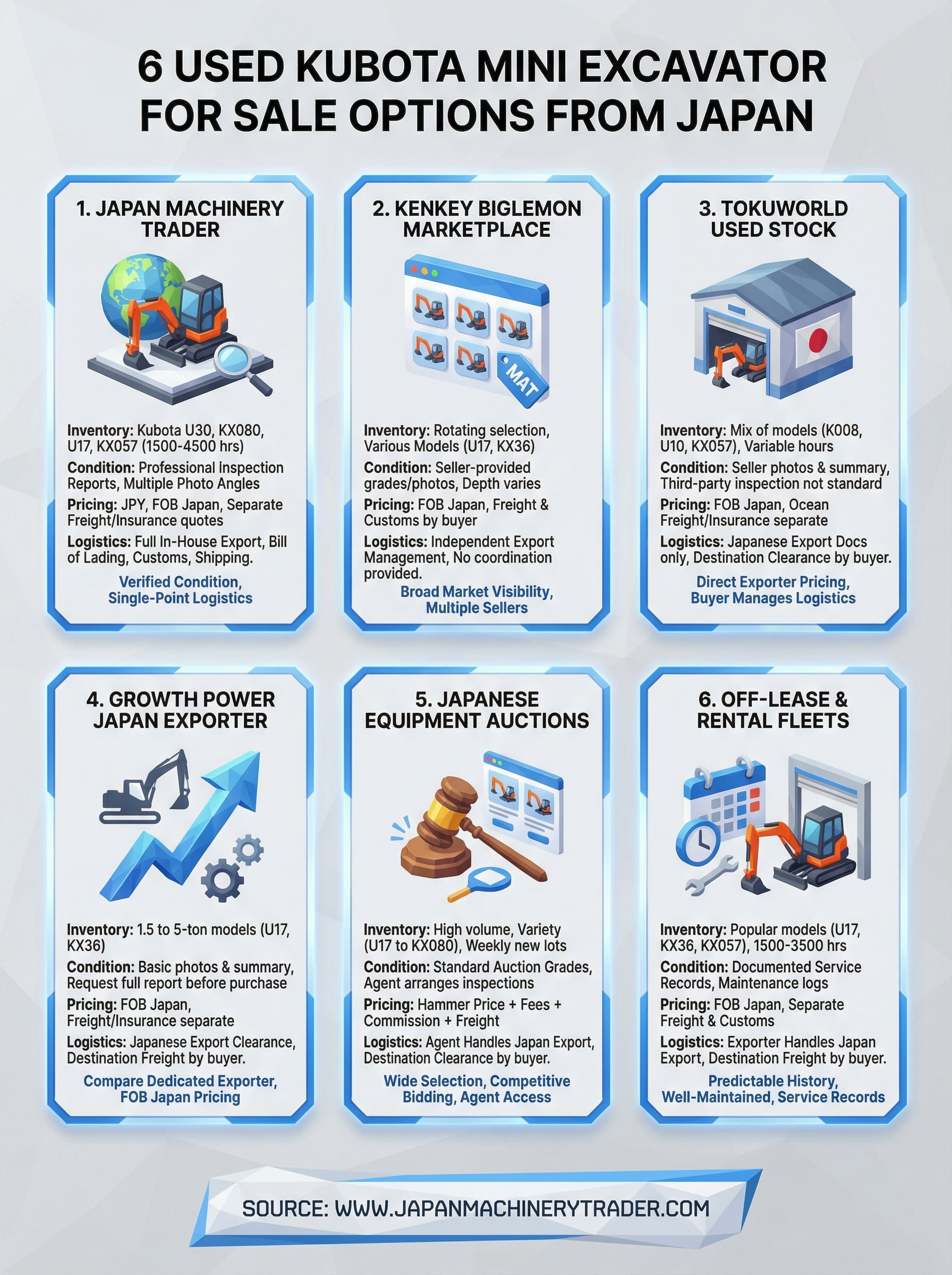used kubota mini excavator for sale infographic